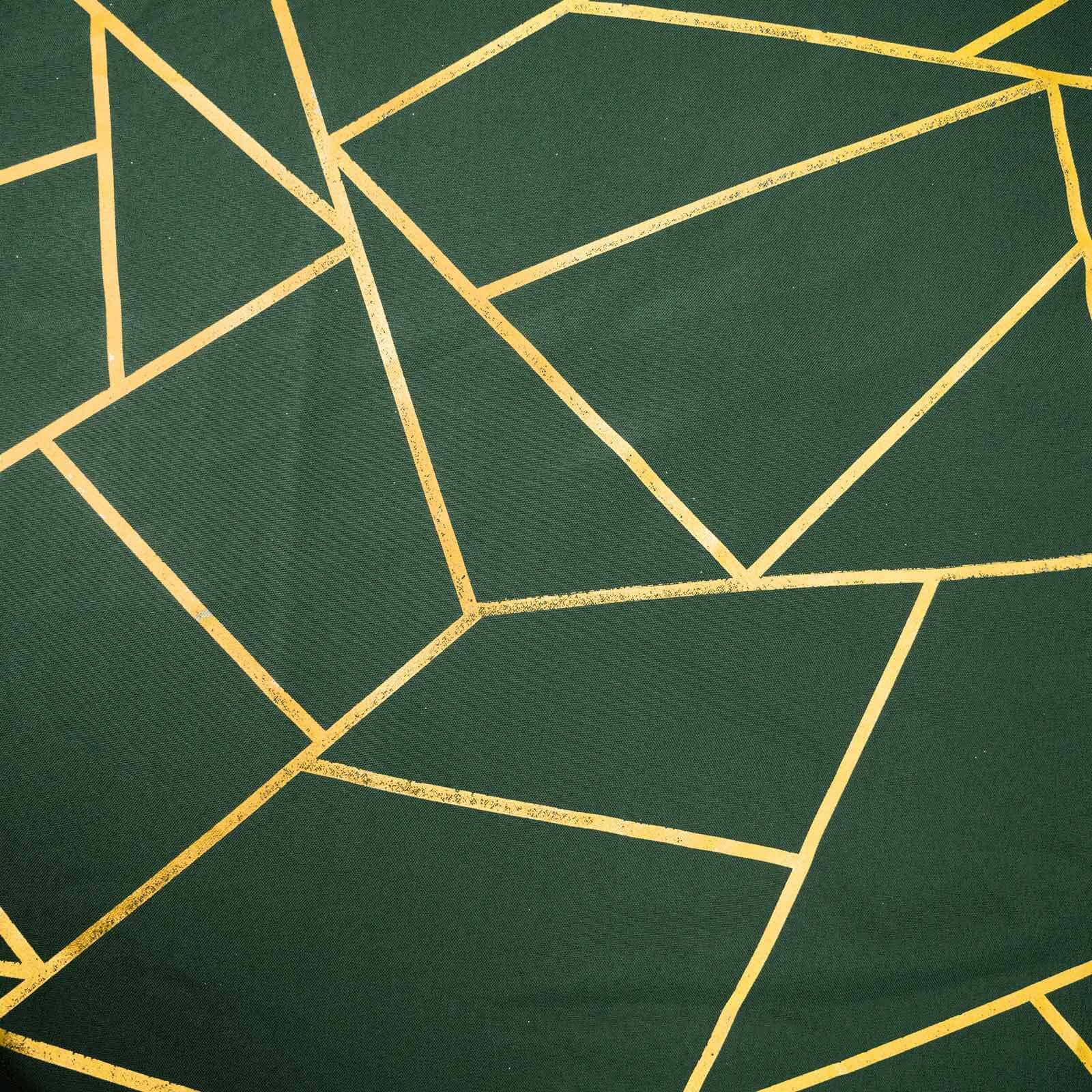 Polyester Square Overlay Tablecloth 54"x54" Hunter Emerald Green with Gold Foil Geometric Pattern - Wrinkle-Resistant & Durable Table Topper - Image 8