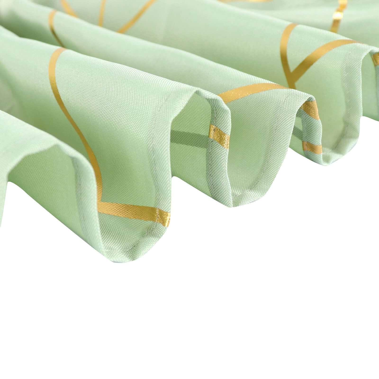 Polyester Square Overlay Tablecloth 54"x54" Sage Green with Gold Foil Geometric Pattern - Wrinkle-Resistant & Durable Table Topper - Image 11