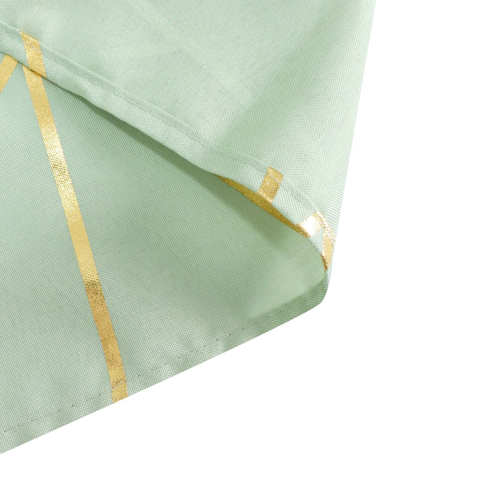 Polyester Square Overlay Tablecloth 54"x54" Sage Green with Gold Foil Geometric Pattern - Wrinkle-Resistant & Durable Table Topper - Image 12