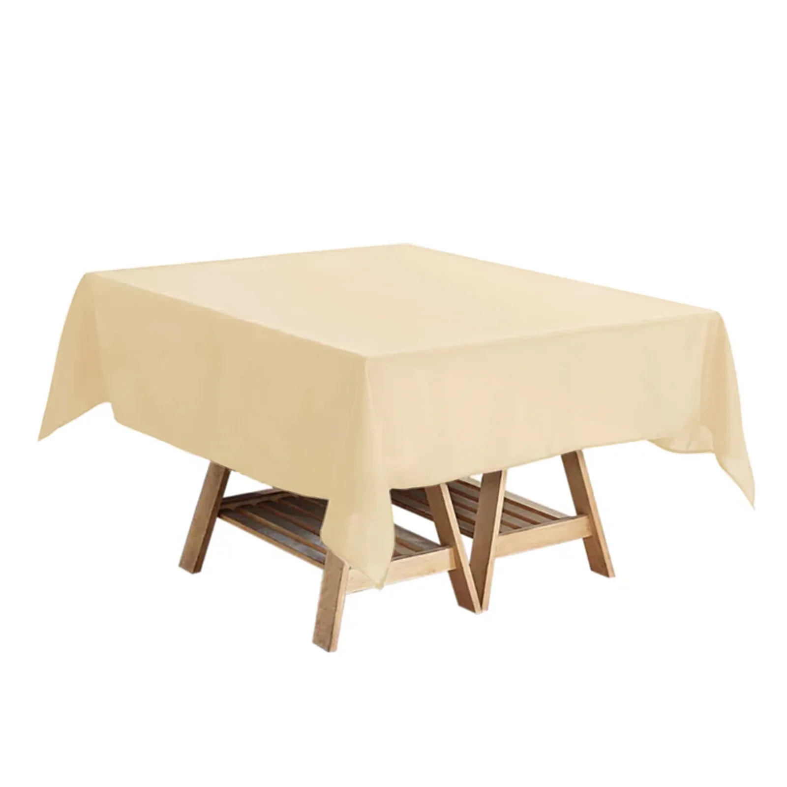 Polyester Square Table Overlay 54"x54" Beige - Wrinkle-Resistant Table Topper - Image 3