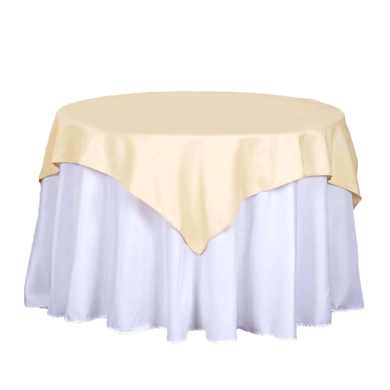 Polyester Square Table Overlay 54"x54" Beige - Wrinkle-Resistant Table Topper - Image 7