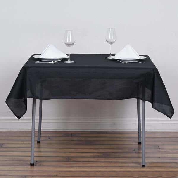 Polyester Square Table Overlay 54"x54" Black - Wrinkle-Resistant Table Topper for Classy Weddings & Events - Image 2