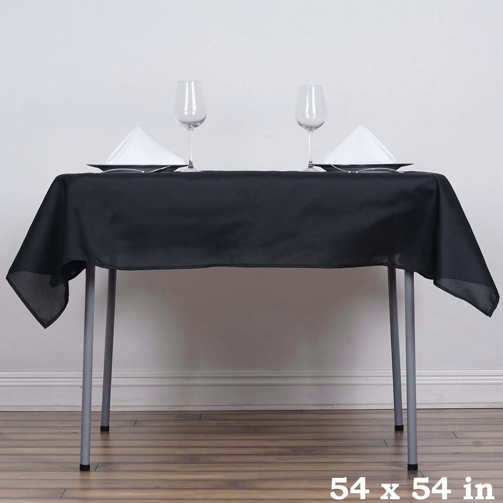 Polyester Square Table Overlay 54"x54" Black - Wrinkle-Resistant Table Topper for Classy Weddings & Events - Image 3