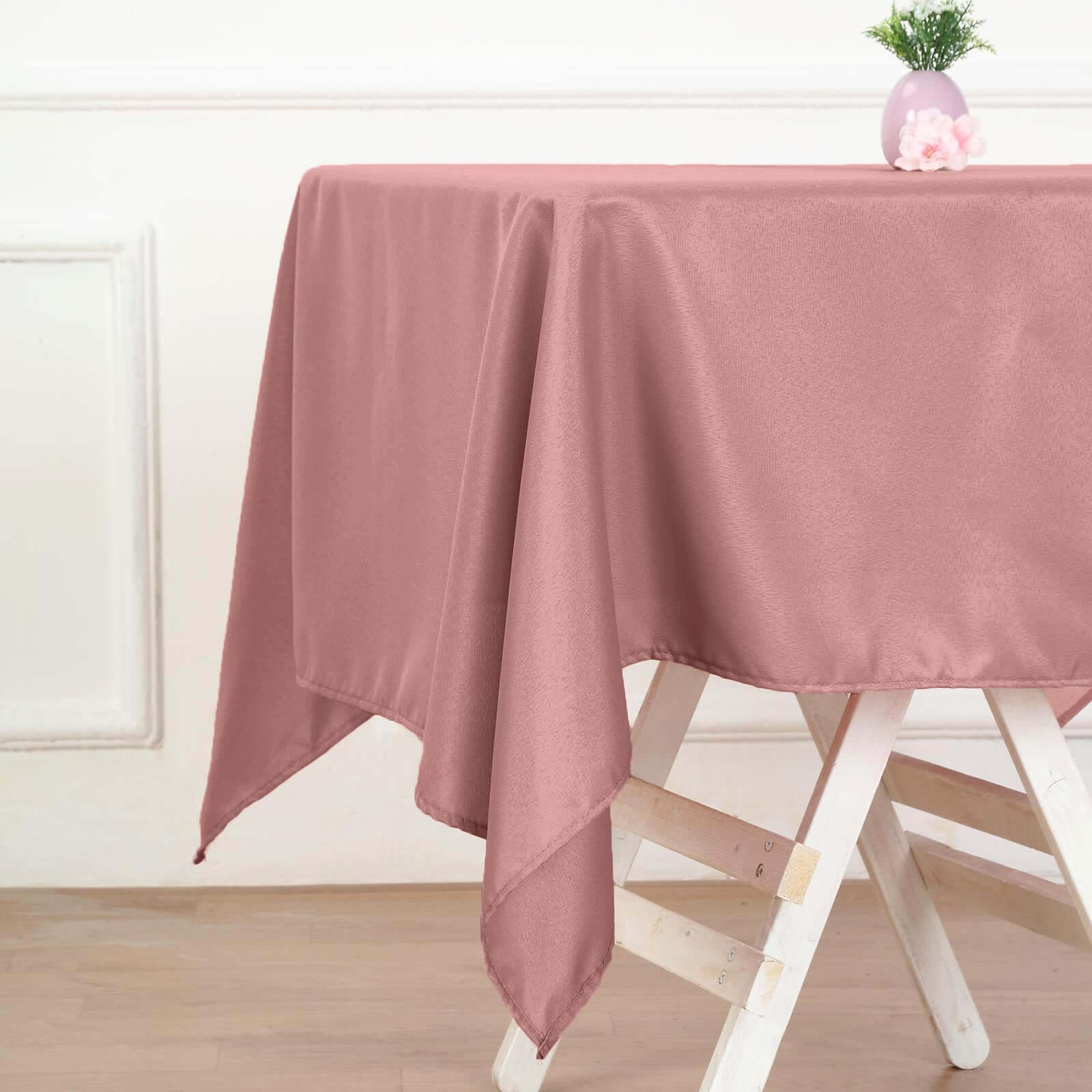 Polyester Square Table Overlay 54"x54" Dusty Rose - Wrinkle-Resistant Table Topper - Image 2