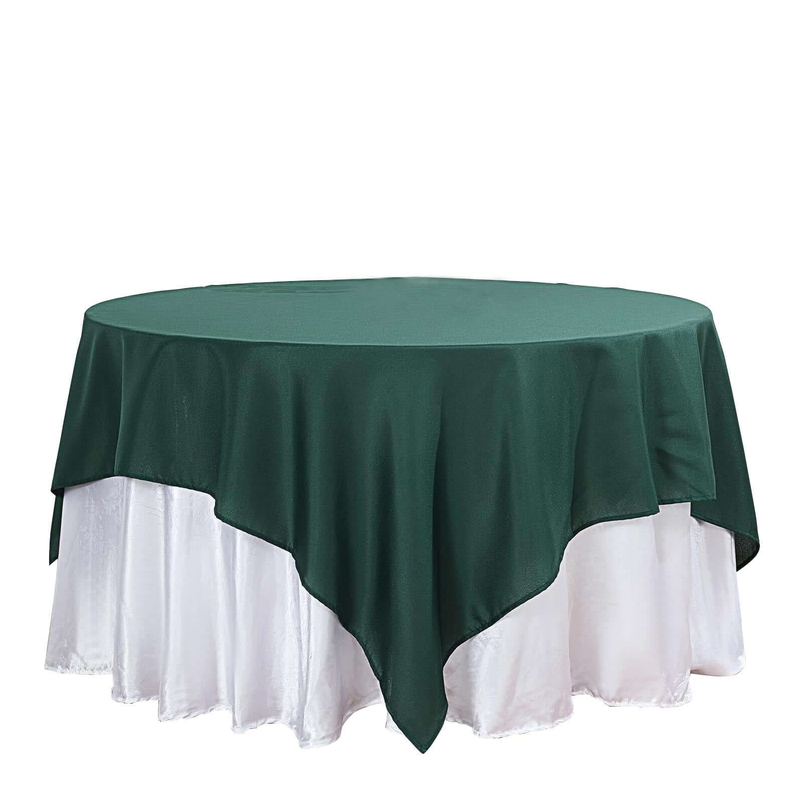 Polyester Square Table Overlay 54"x54" Hunter Emerald Green - Wrinkle-Resistant Table Topper - Image 3