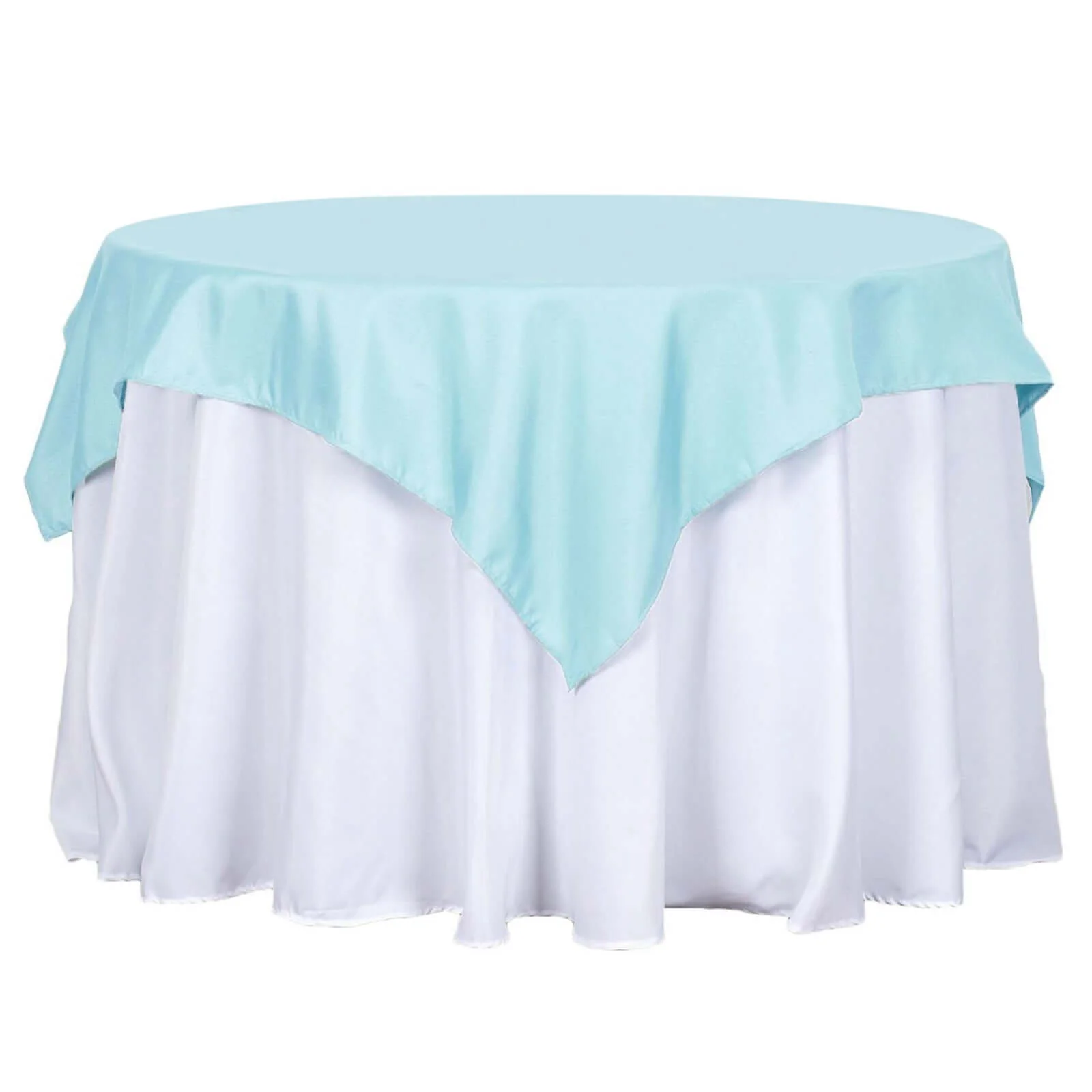 Polyester Square Table Overlay 54"x54" Light Blue - Wrinkle-Resistant Table Topper - Image 7