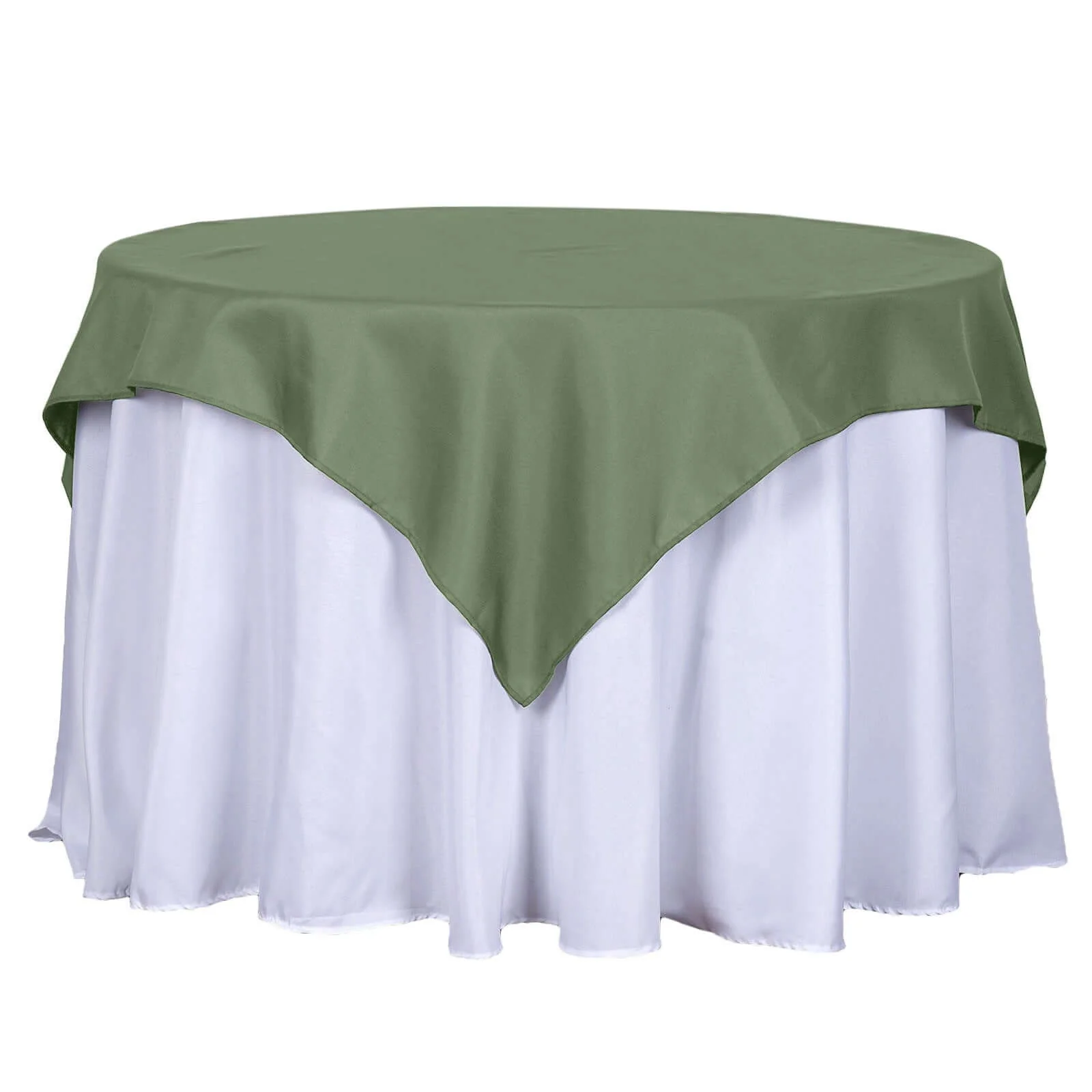 Polyester Square Table Overlay 54"x54" Olive Green - Wrinkle-Resistant Table Topper - Image 6