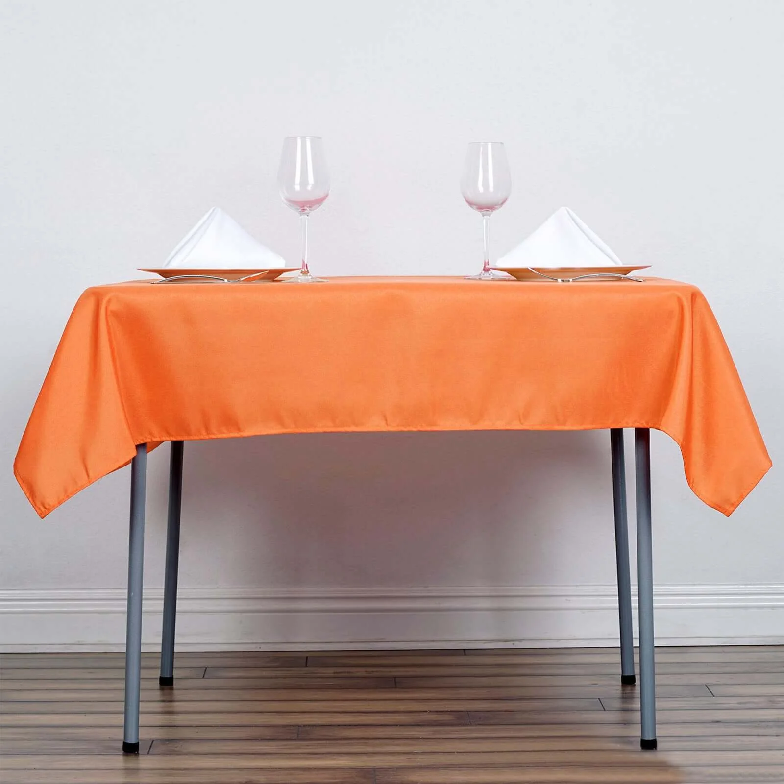 Polyester Square Table Overlay 54"x54" Orange - Wrinkle-Resistant Table Topper - Image 5