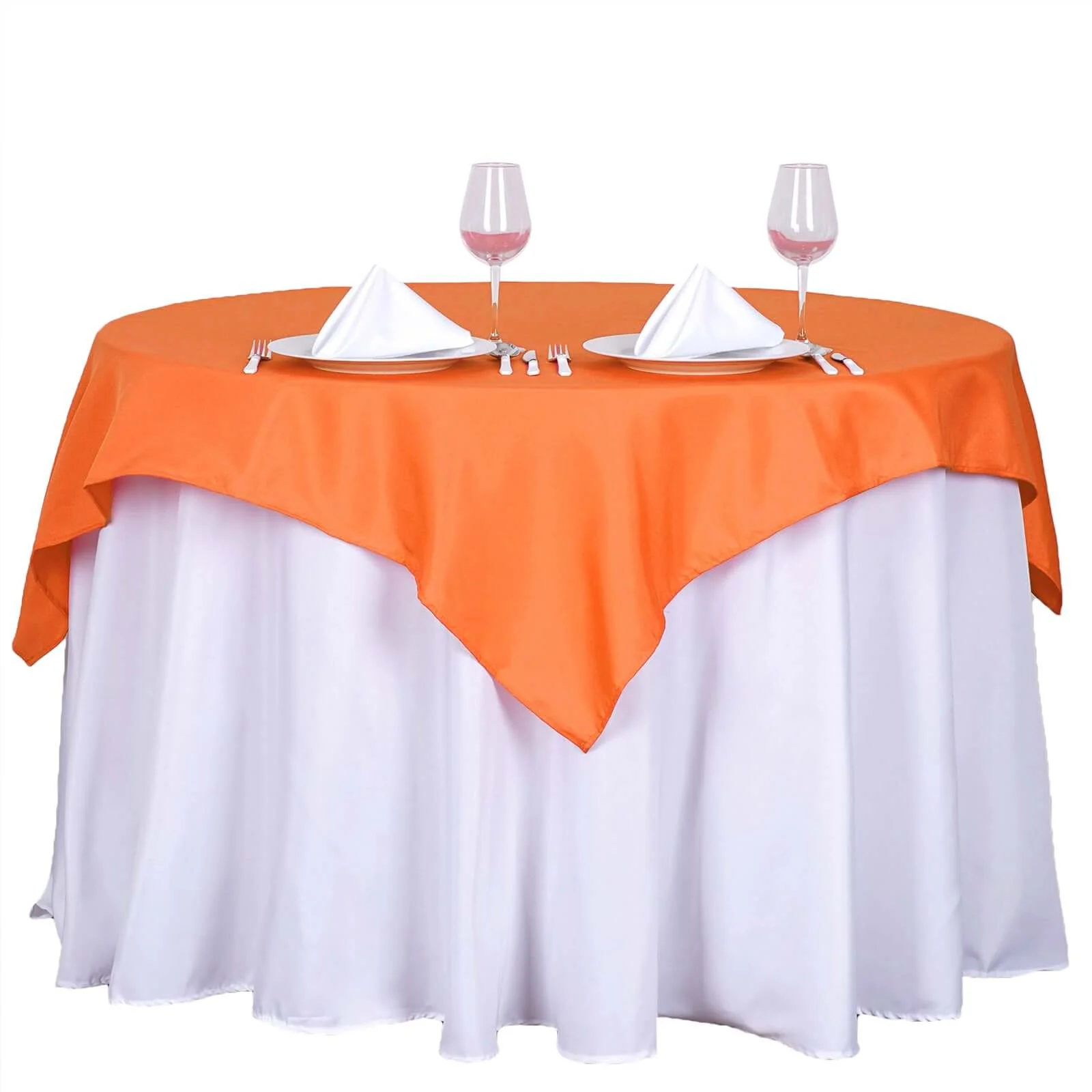 Polyester Square Table Overlay 54"x54" Orange - Wrinkle-Resistant Table Topper - Image 7