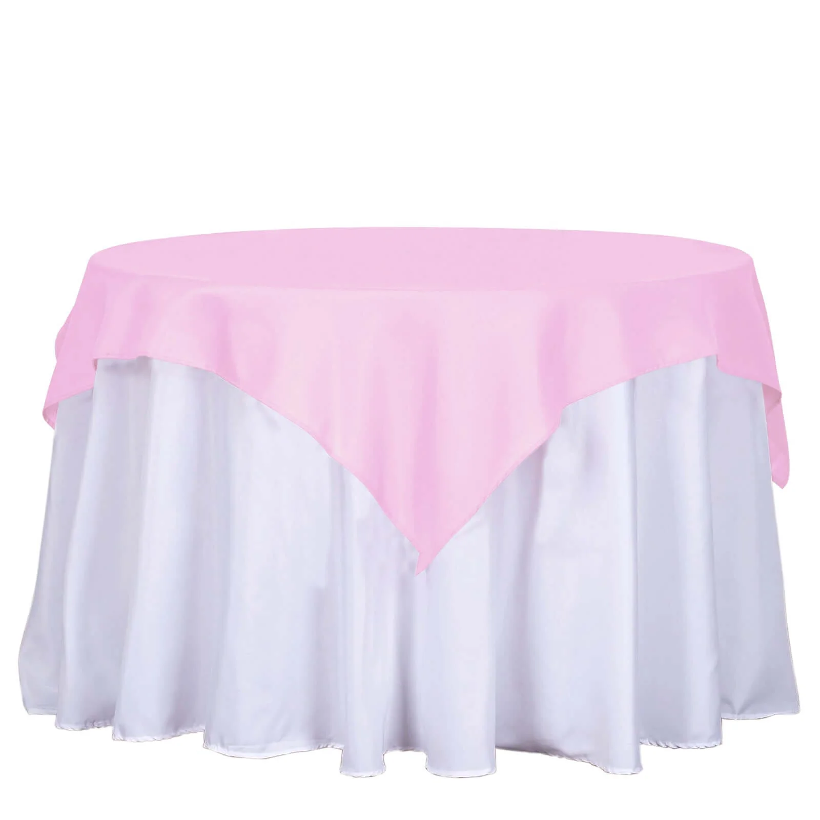 Polyester Square Table Overlay 54"x54" Pink - Wrinkle-Resistant Table Topper - Image 7