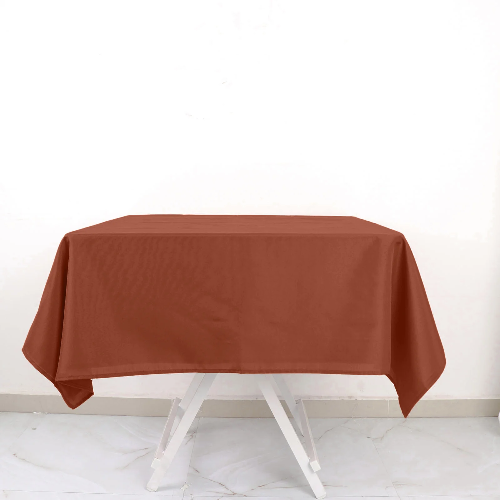 Polyester Square Table Overlay 54"x54" Terracotta (Rust) - Wrinkle-Resistant Table Topper - Image 2