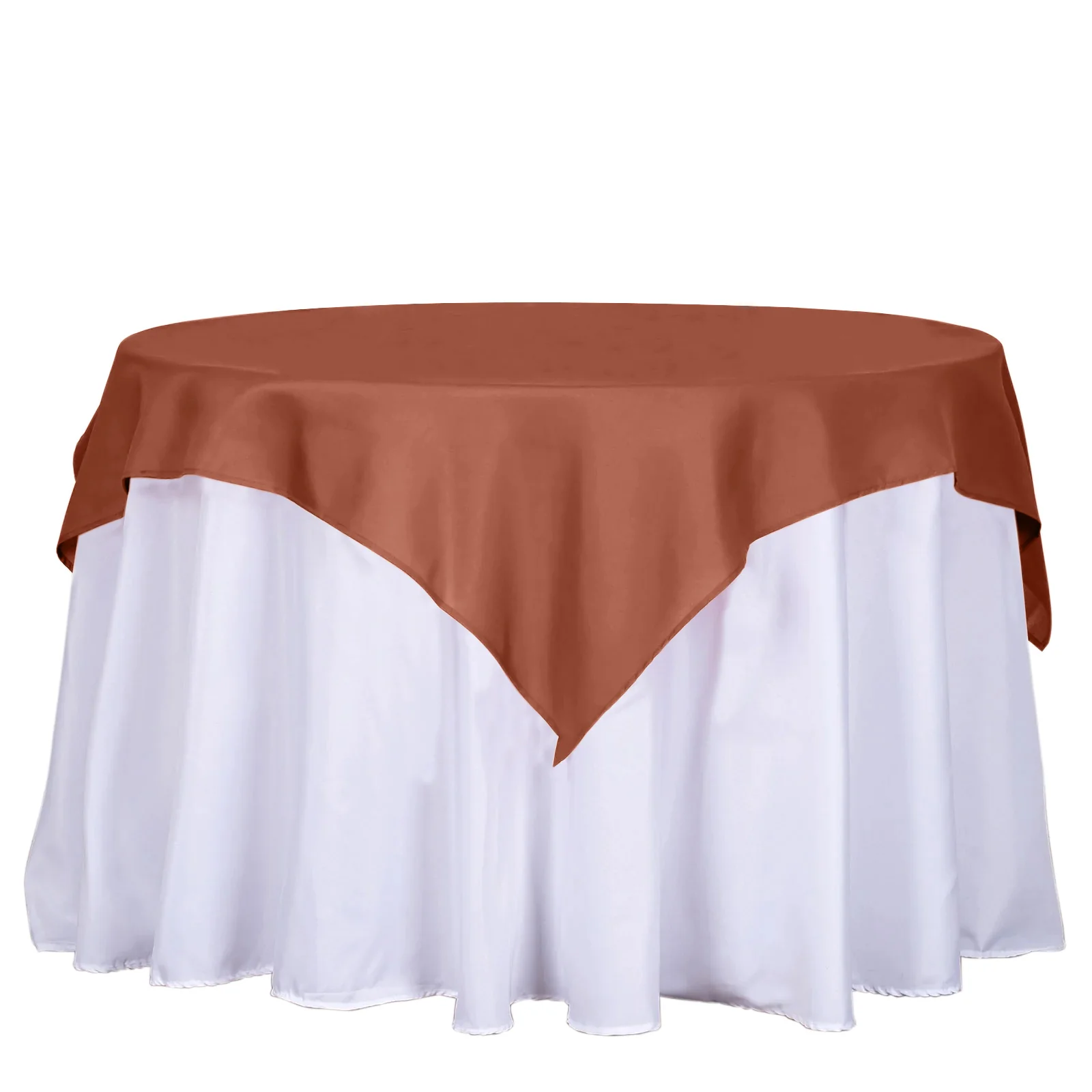Polyester Square Table Overlay 54"x54" Terracotta (Rust) - Wrinkle-Resistant Table Topper - Image 8