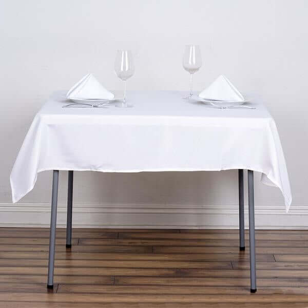 Polyester Square Table Overlay 54"x54" White - Wrinkle-Resistant Table Topper for Classy Weddings & Events - Image 2