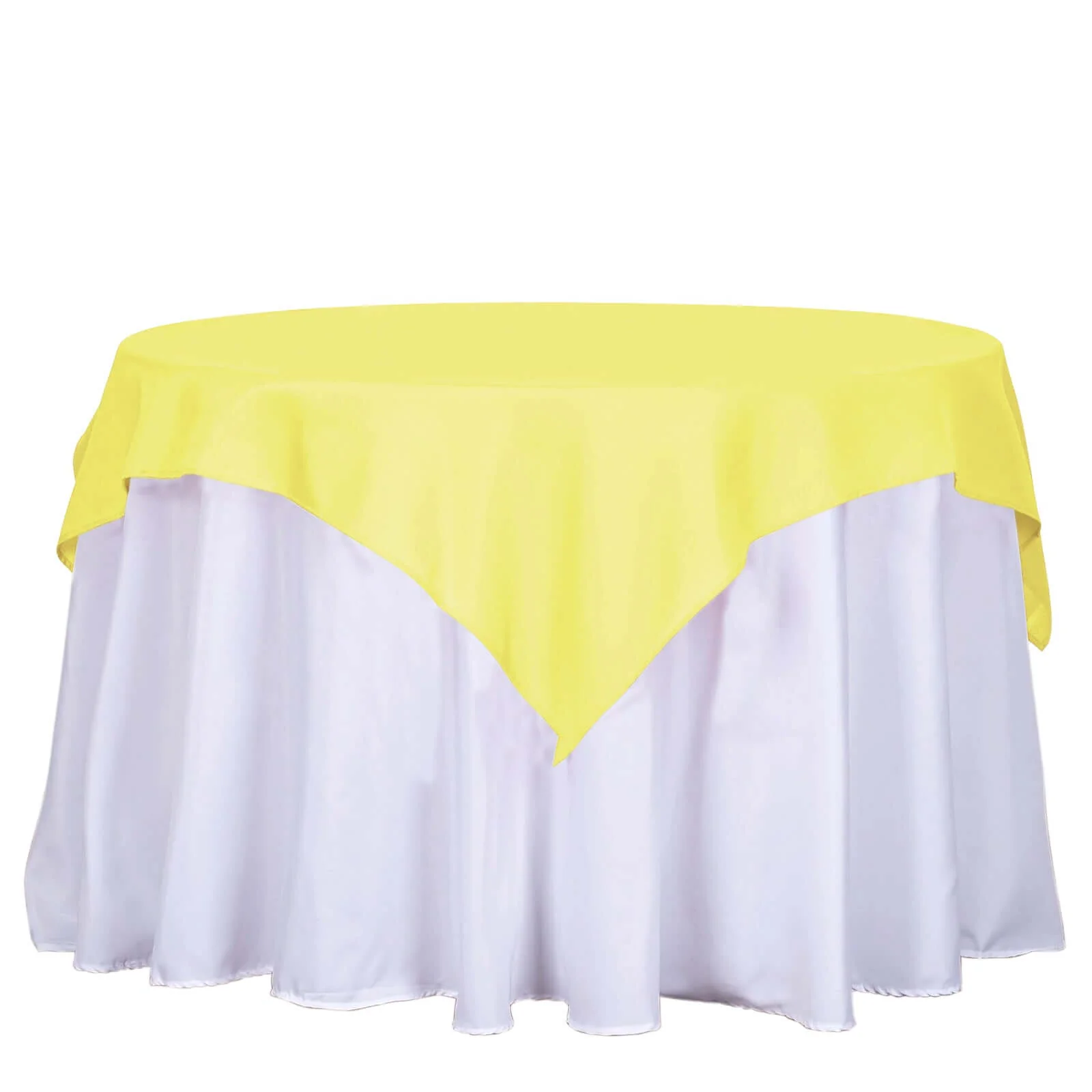 Polyester Square Table Overlay 54"x54" Yellow - Wrinkle-Resistant Table Topper - Image 7