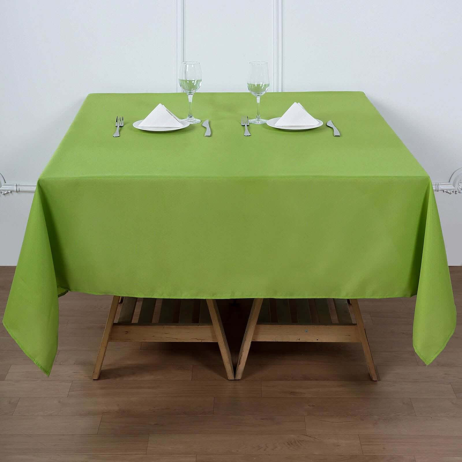 Polyester Square Table Overlay 70"x70" Apple Green - Wrinkle-Resistant Table Topper - Image 6