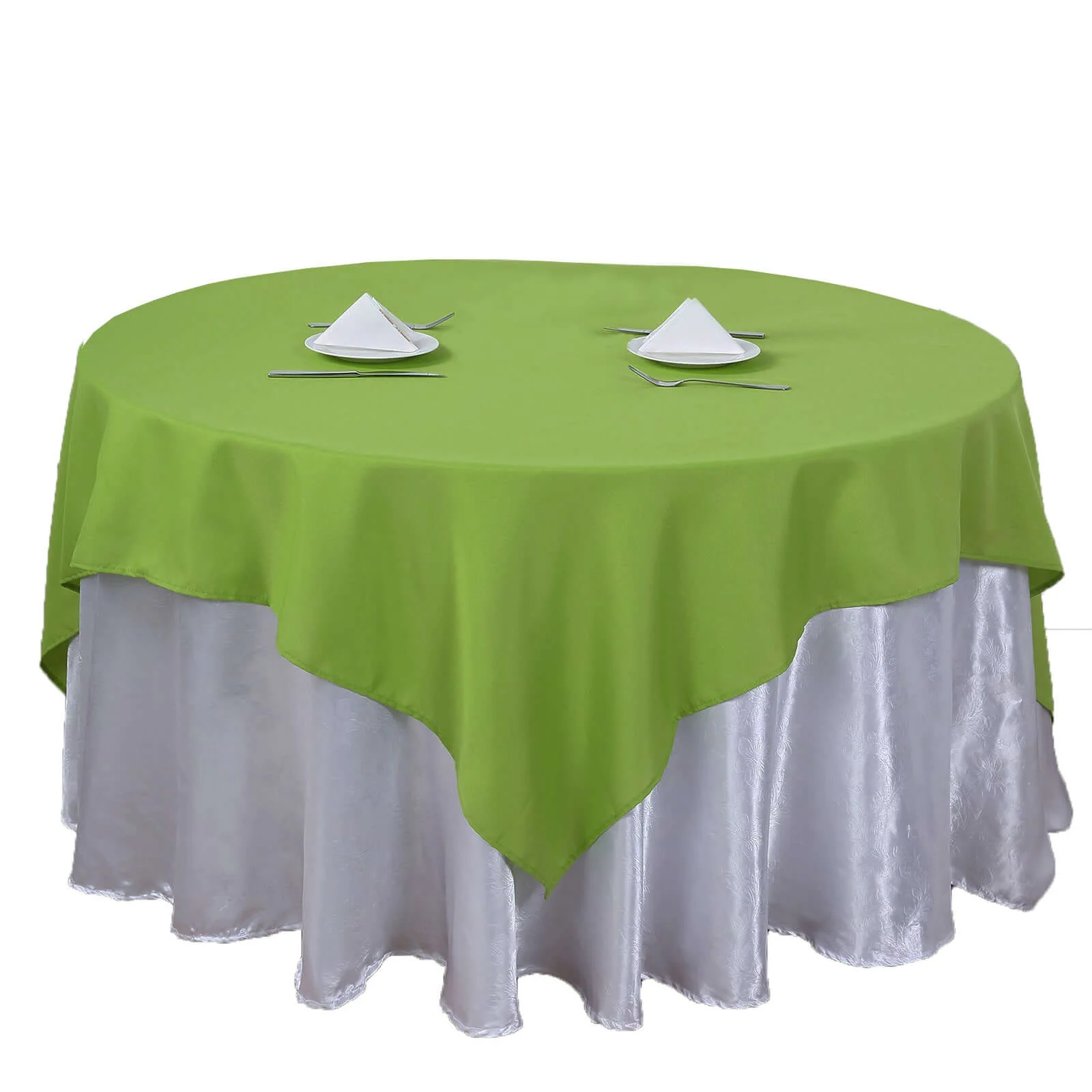 Polyester Square Table Overlay 70"x70" Apple Green - Wrinkle-Resistant Table Topper - Image 7
