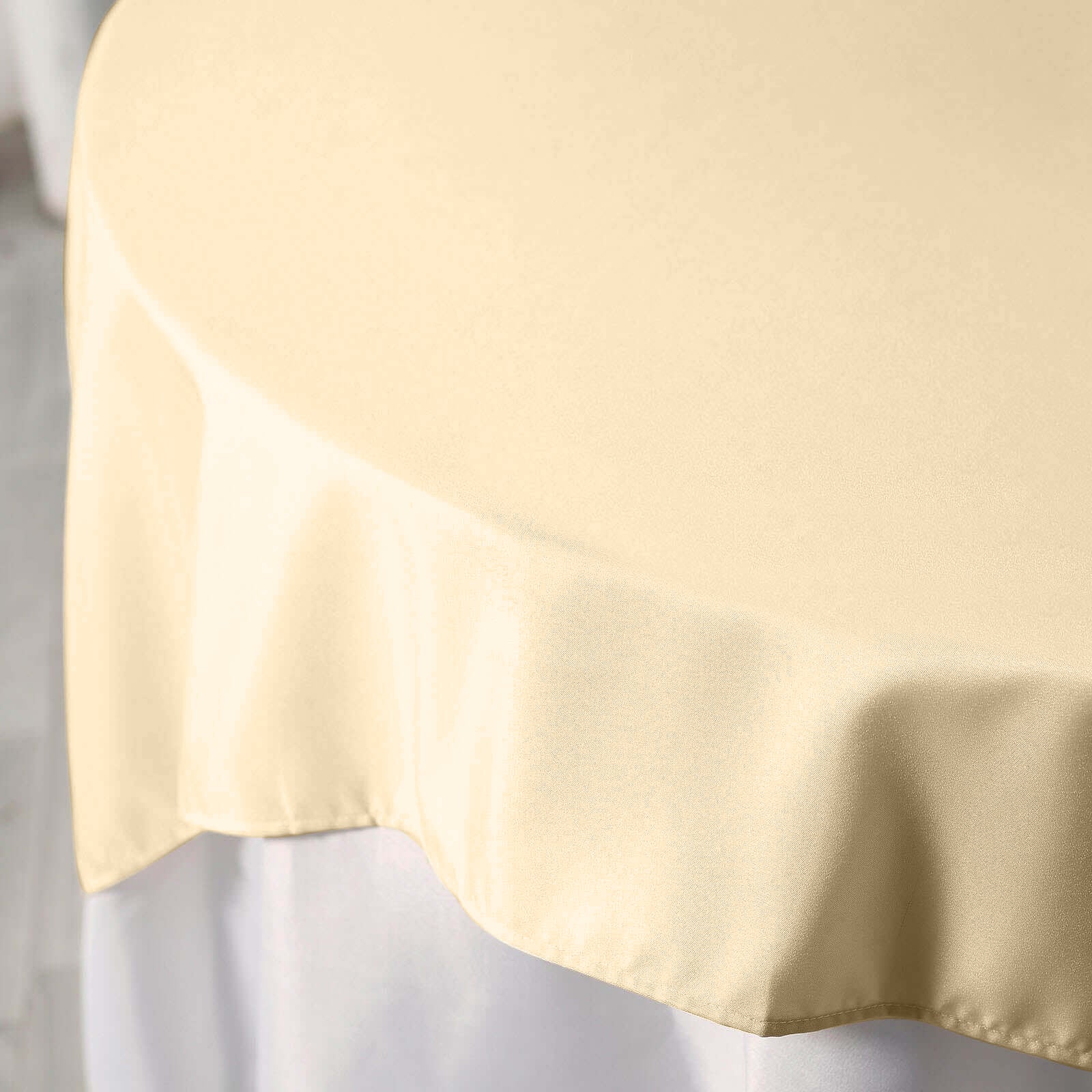 Polyester Square Table Overlay 70"x70" Beige - Wrinkle-Resistant Table Topper - Image 3