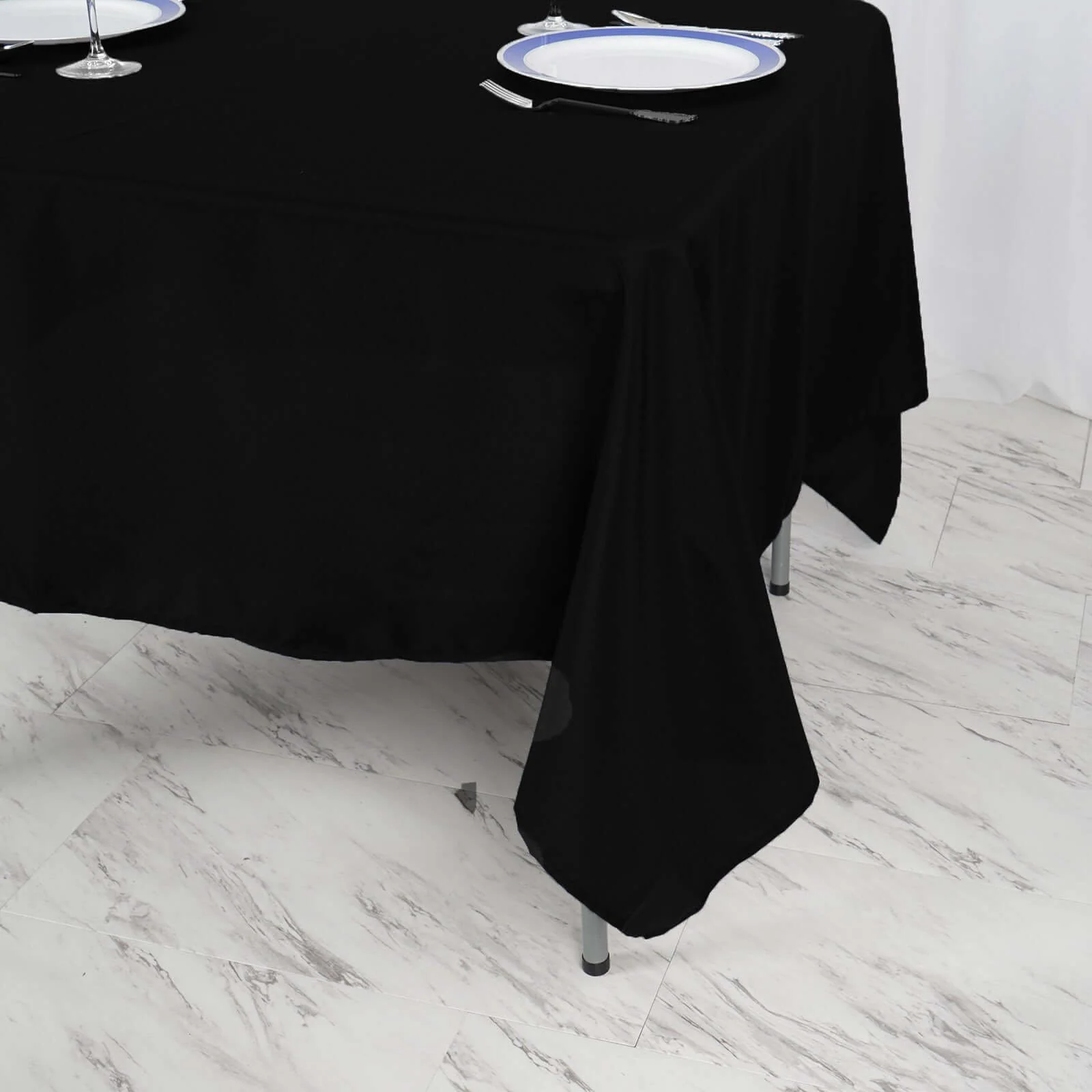 Polyester Square Table Overlay 70"x70" Black - Wrinkle-Resistant Table Topper for Weddings & Events - Image 3