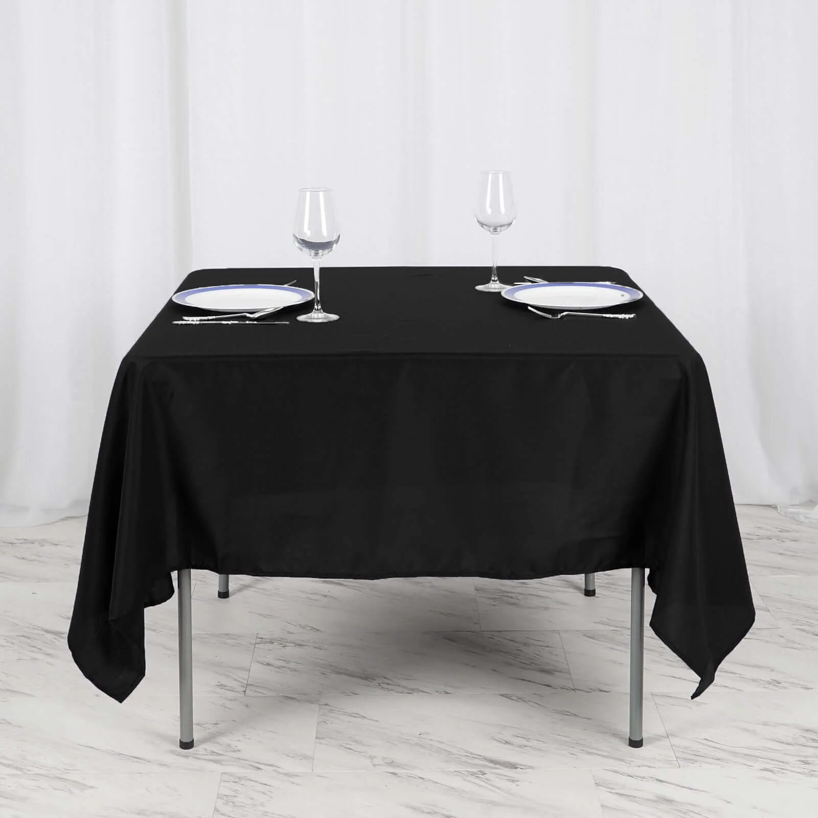 Polyester Square Table Overlay 70"x70" Black - Wrinkle-Resistant Table Topper for Weddings & Events - Image 5