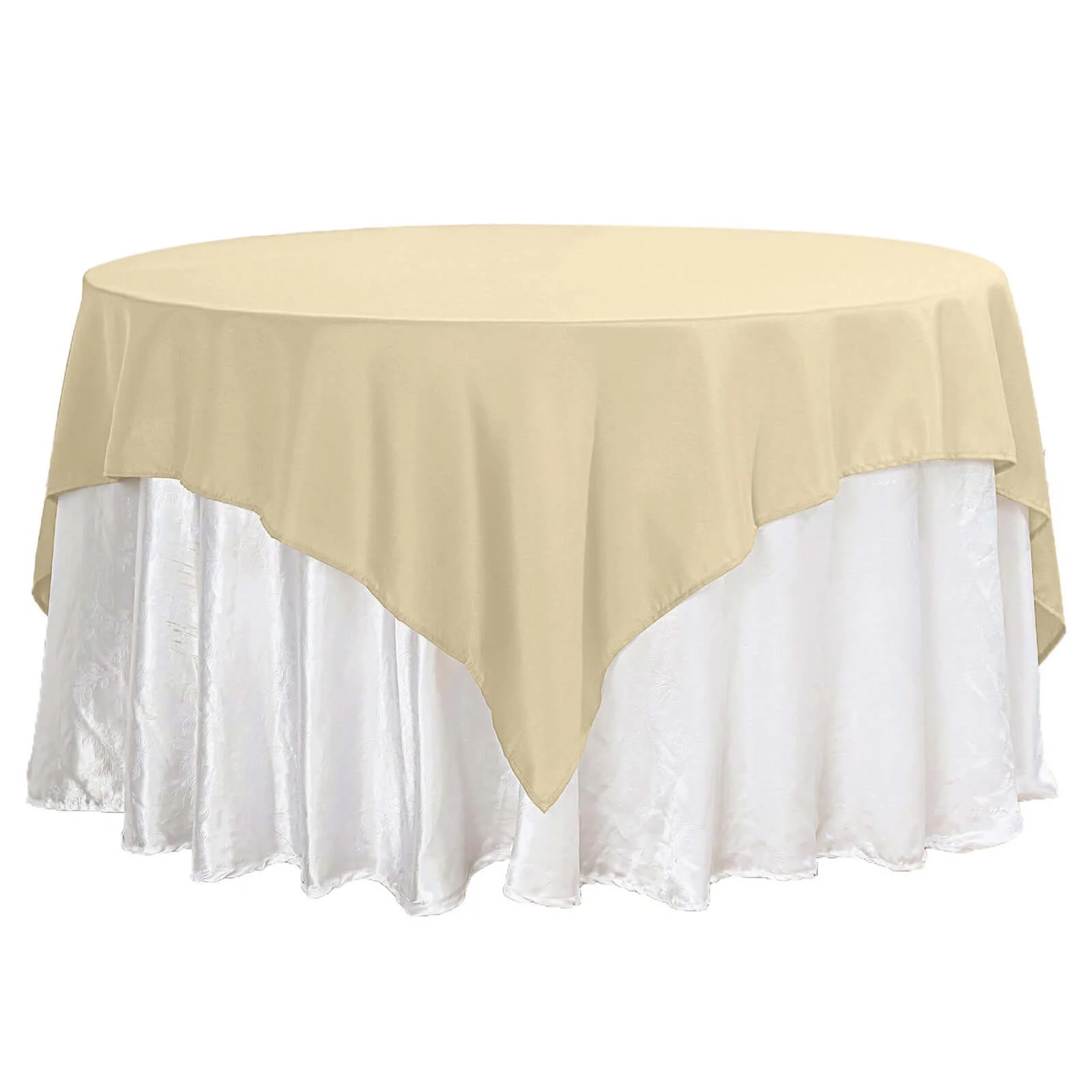 Polyester Square Table Overlay 70"x70" Champagne - Wrinkle-Resistant Table Topper - Image 6