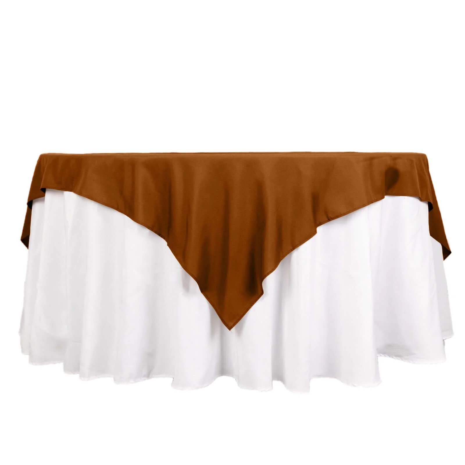 Polyester Square Table Overlay 70"x70" Cinnamon Brown - Wrinkle-Resistant Table Topper - Image 7