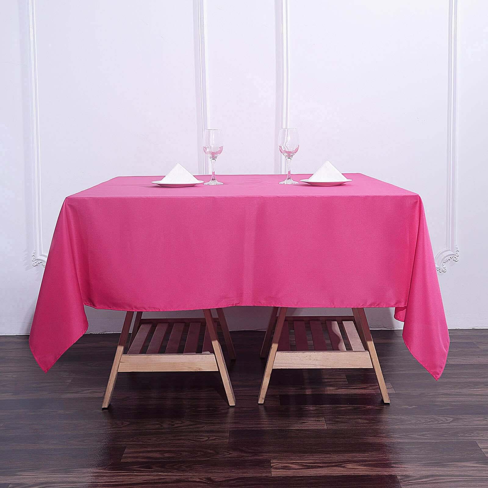 Polyester Square Table Overlay 70"x70" Fuchsia - Wrinkle-Resistant Table Topper - Image 6