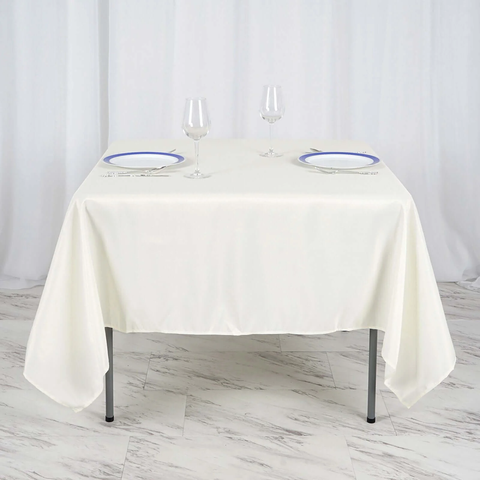 Polyester Square Table Overlay 70"x70" Ivory - Wrinkle-Resistant Table Topper - Image 6
