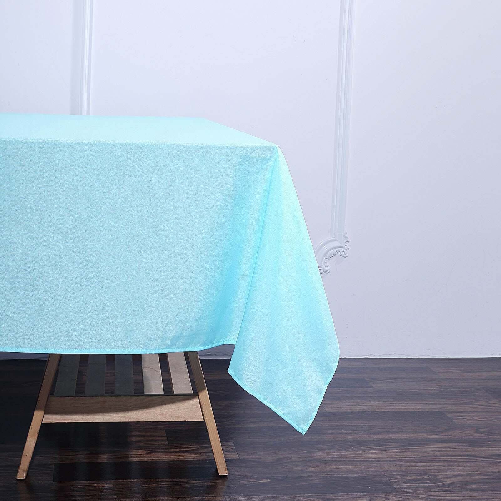 Polyester Square Table Overlay 70"x70" Light Blue - Wrinkle-Resistant Table Topper - Image 4