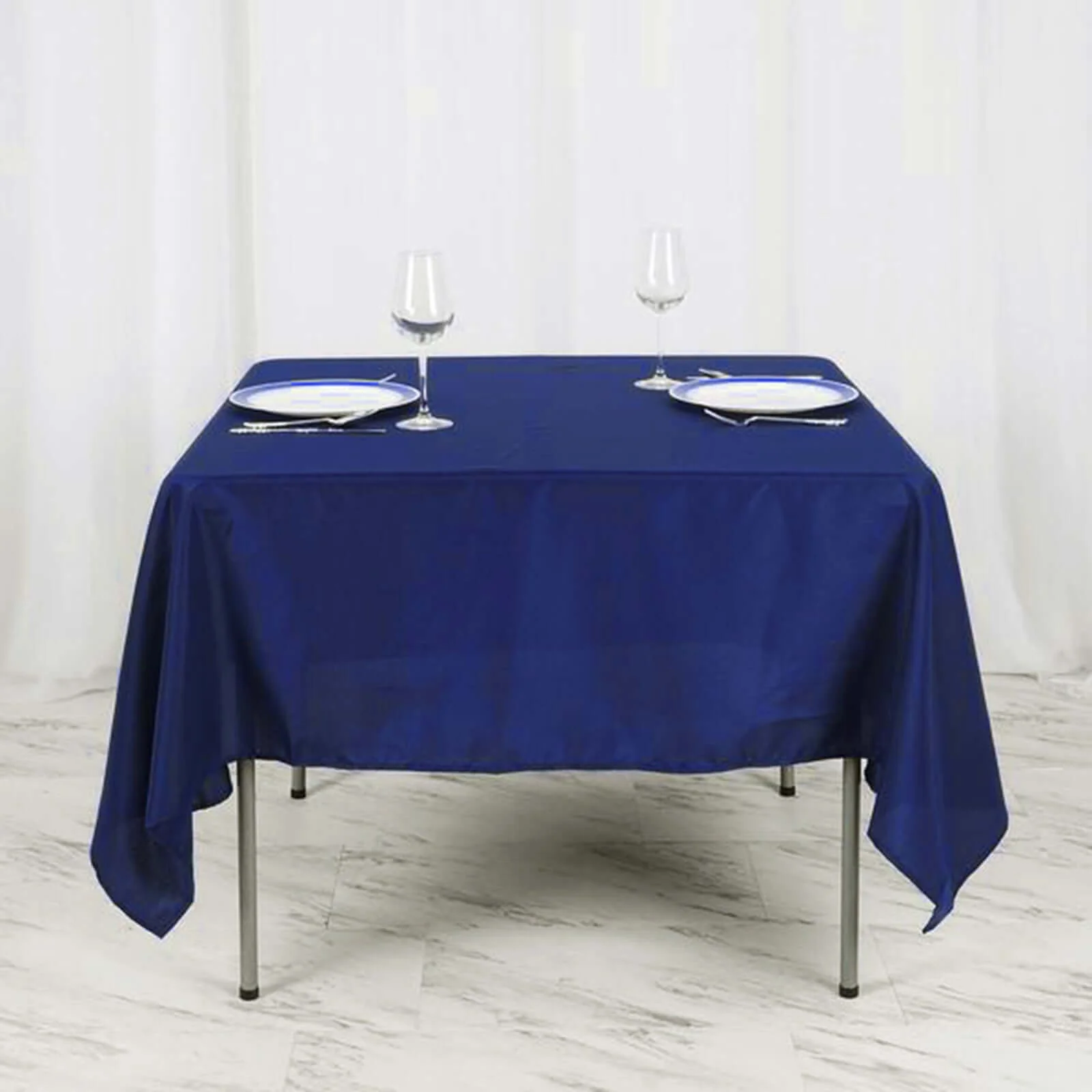 Polyester Square Table Overlay 70"x70" Navy Blue - Wrinkle-Resistant Table Topper - Image 7