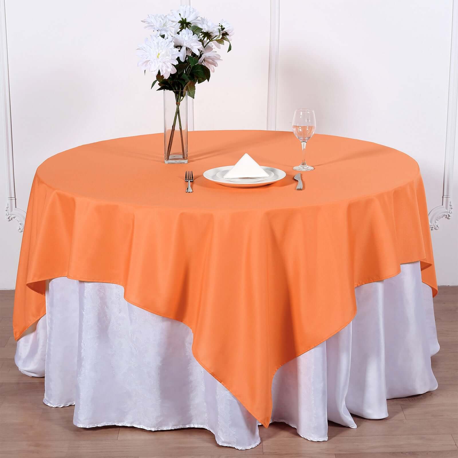 Polyester Square Table Overlay 70"x70" Orange - Wrinkle-Resistant Table Topper - Image 3