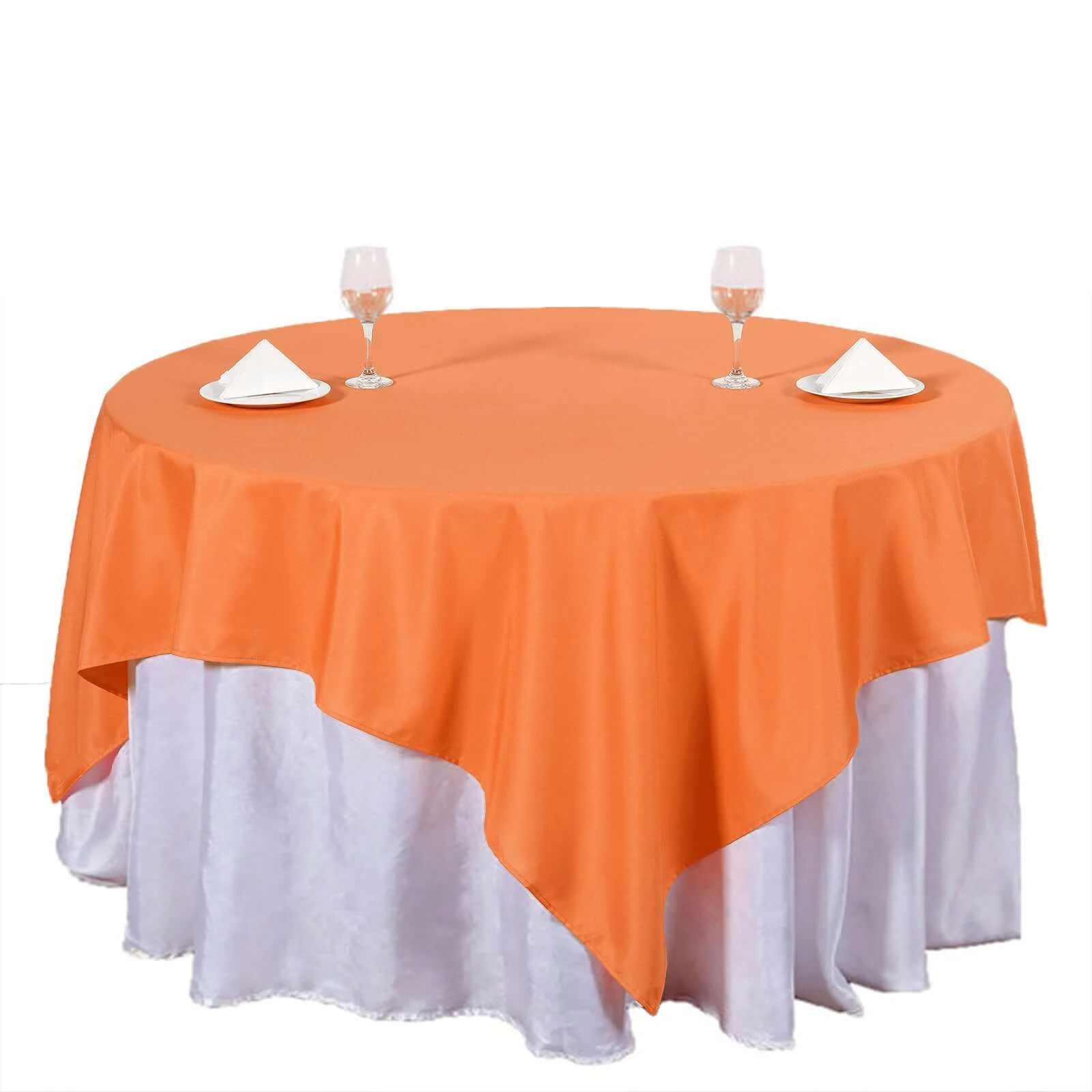 Polyester Square Table Overlay 70"x70" Orange - Wrinkle-Resistant Table Topper - Image 7