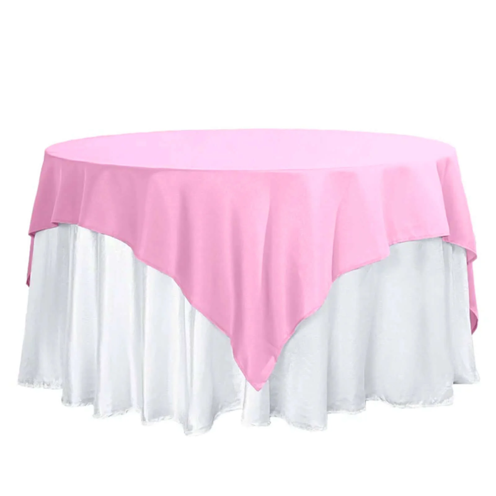 Polyester Square Table Overlay 70"x70" Pink - Wrinkle-Resistant Table Topper - Image 3