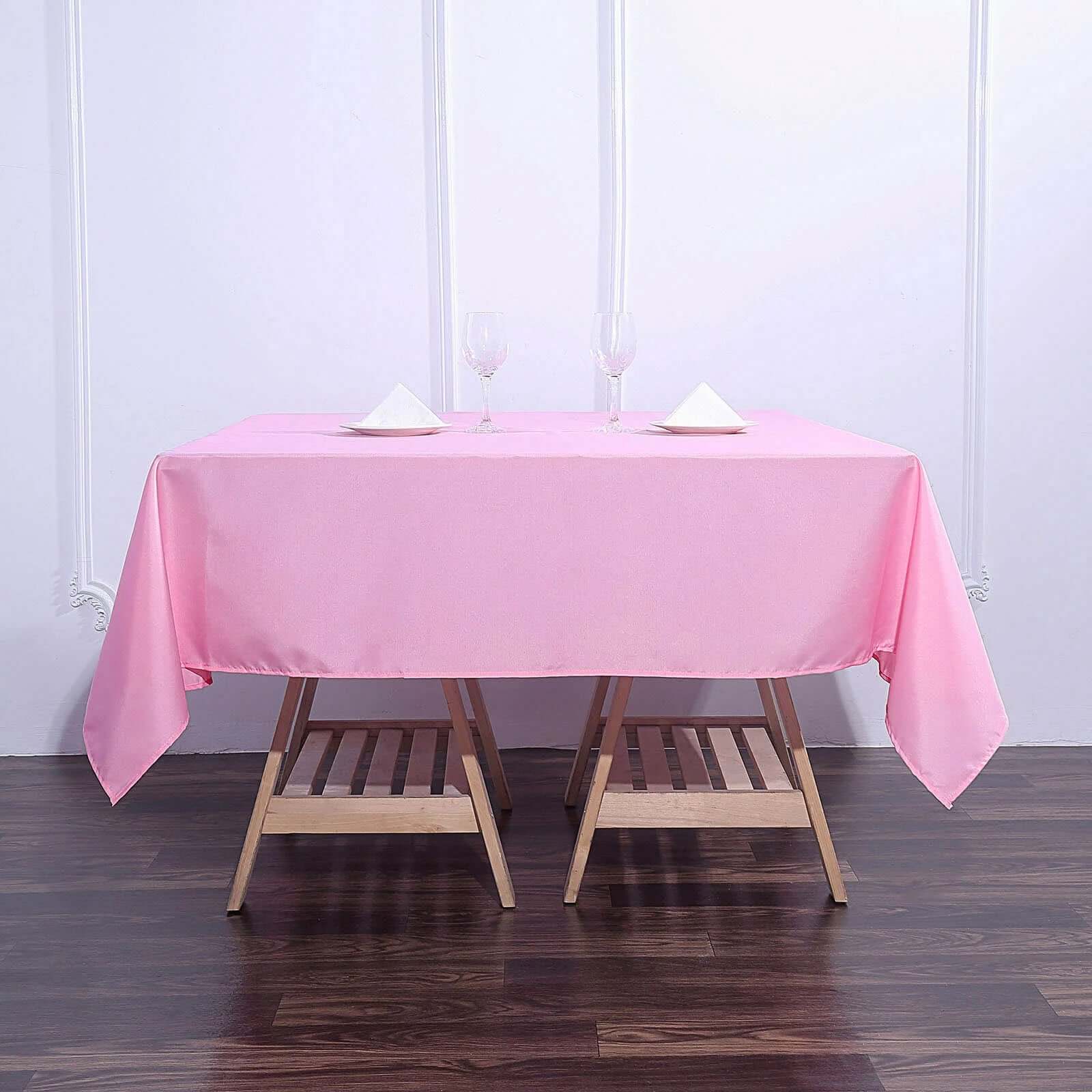 Polyester Square Table Overlay 70"x70" Pink - Wrinkle-Resistant Table Topper - Image 6