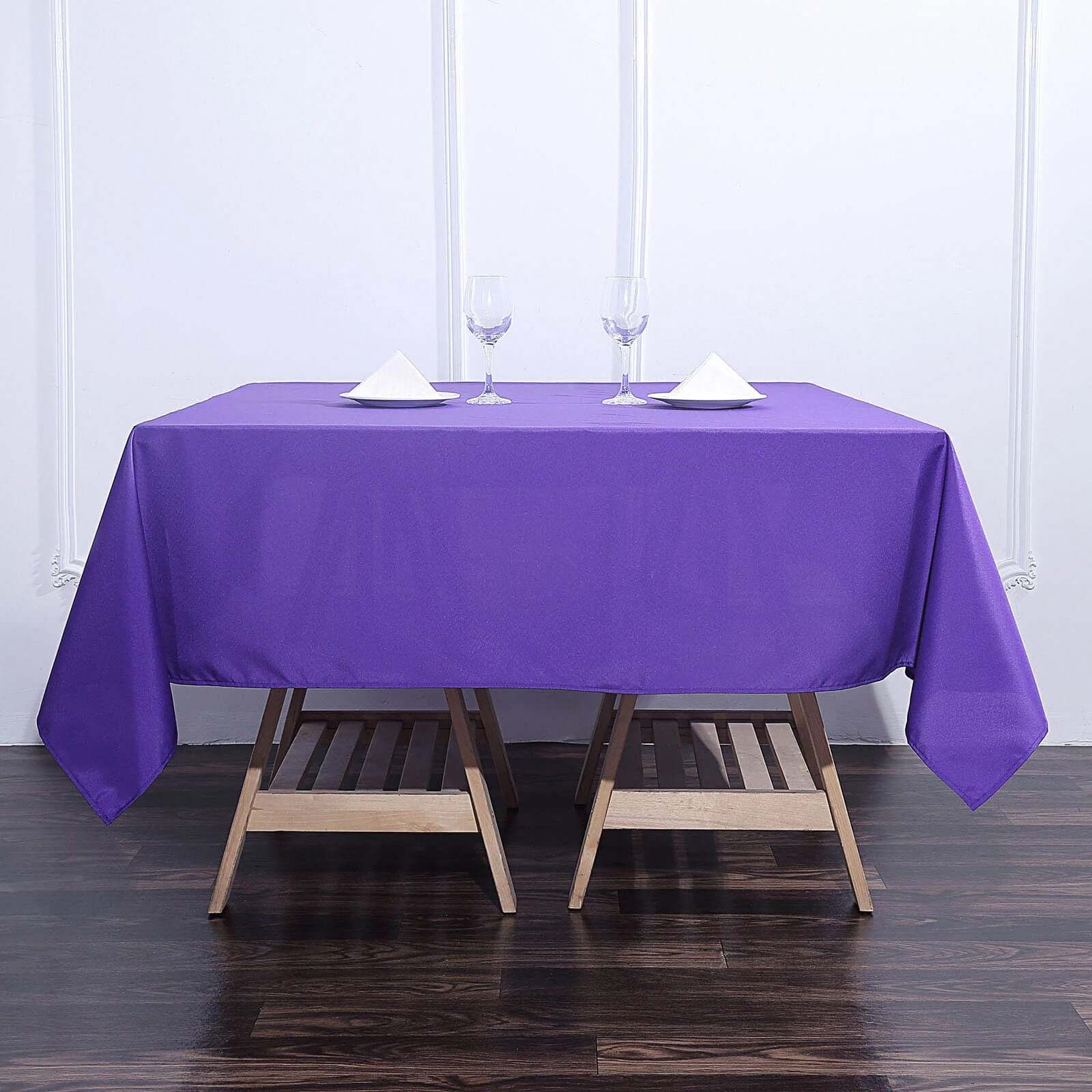 Polyester Square Table Overlay 70"x70" Purple - Wrinkle-Resistant Table Topper - Image 4