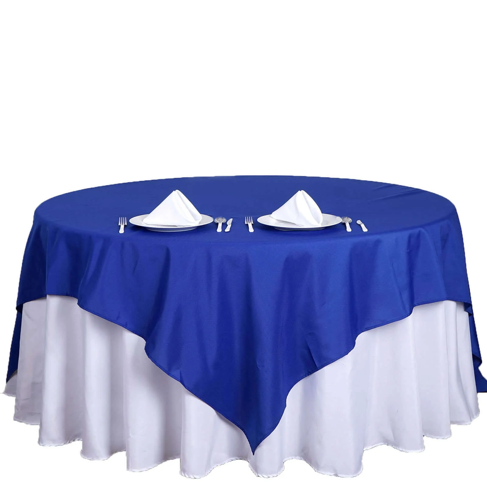 Polyester Square Table Overlay 70"x70" Royal Blue - Wrinkle-Resistant Table Topper - Image 7