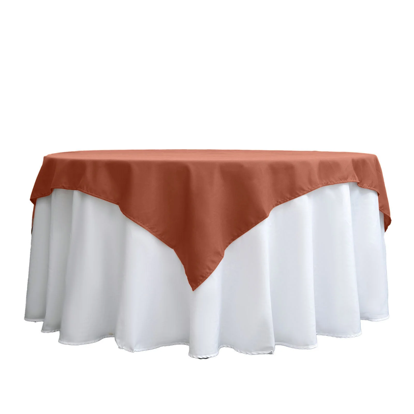 Polyester Square Table Overlay 70"x70" Terracotta (Rust) - Wrinkle-Resistant Table Topper - Image 6