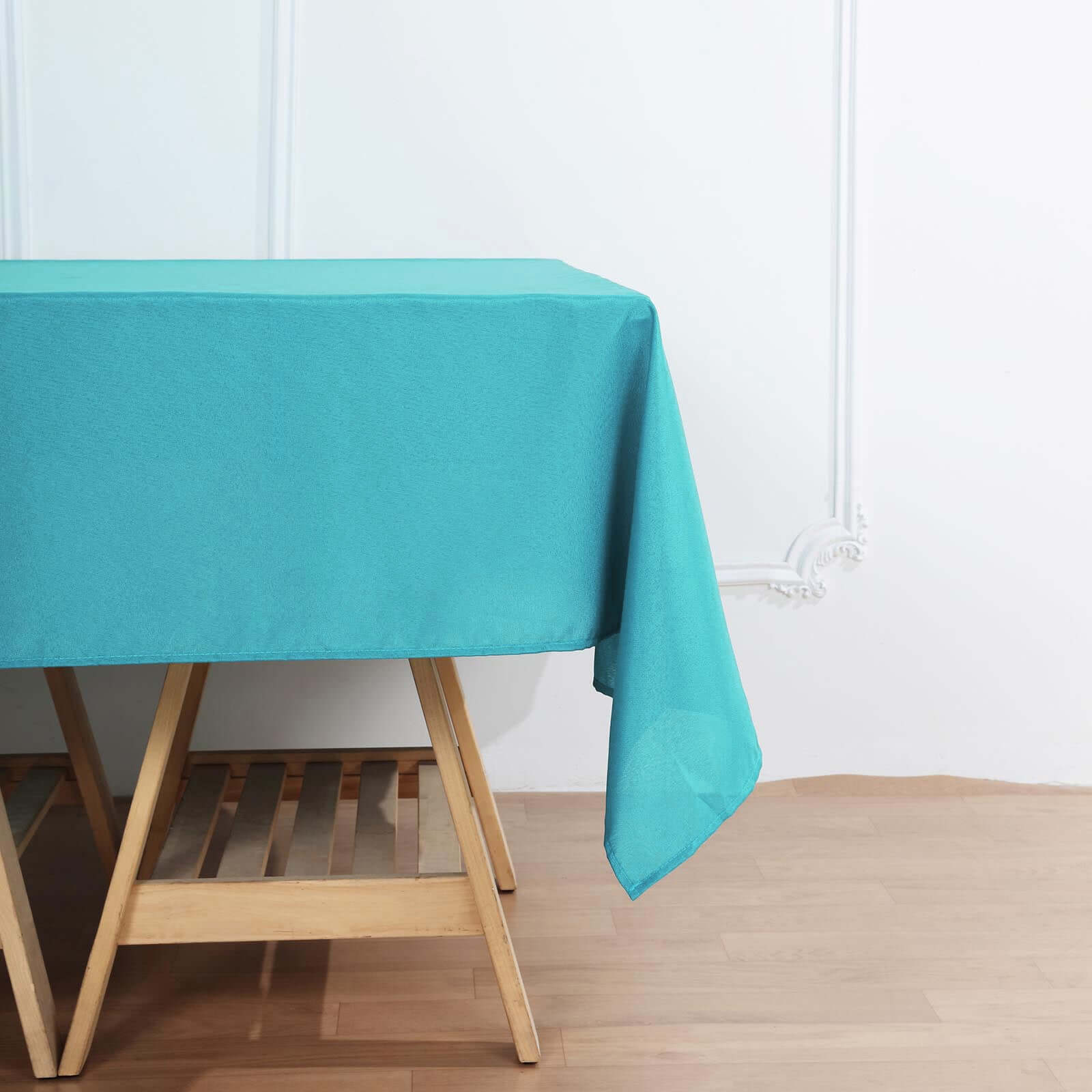 Polyester Square Table Overlay 70"x70" Turquoise - Wrinkle-Resistant Table Topper - Image 5