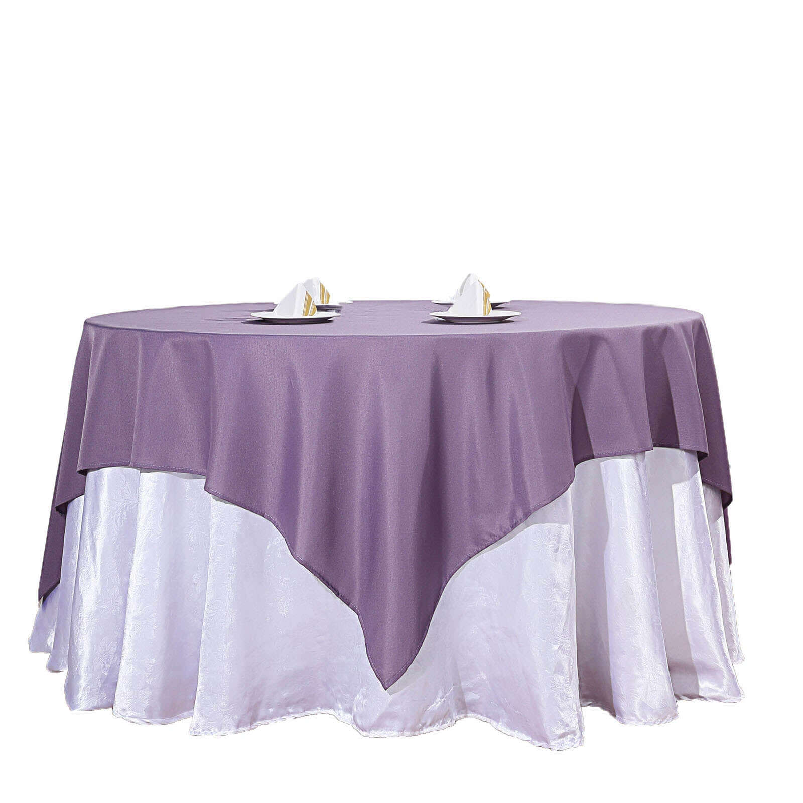 Polyester Square Table Overlay 70"x70" Violet Amethyst - Wrinkle-Resistant Table Topper - Image 7