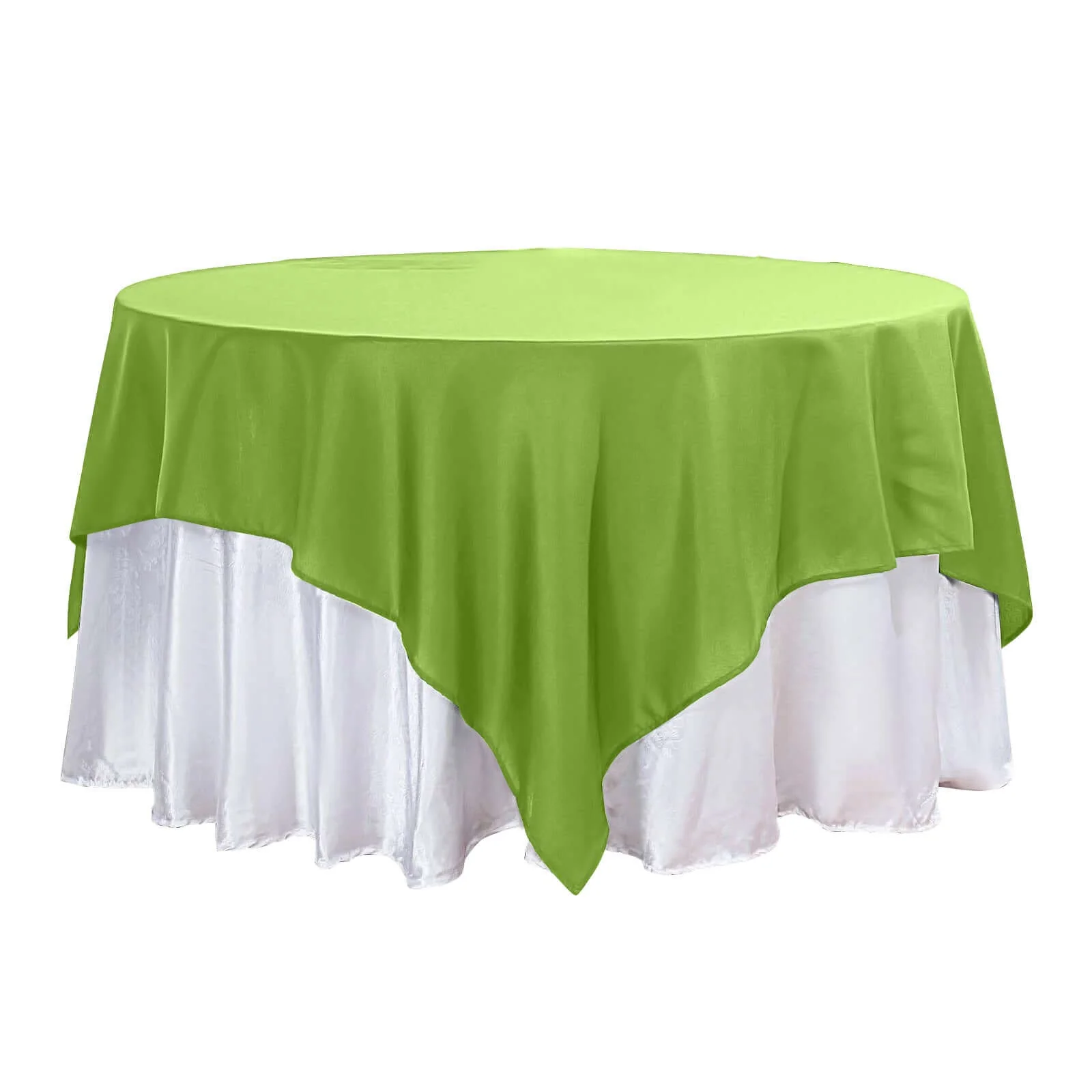 Polyester Square Table Overlay 90"x90" Apple Green - Wrinkle-Resistant & Durable Table Topper - Image 7