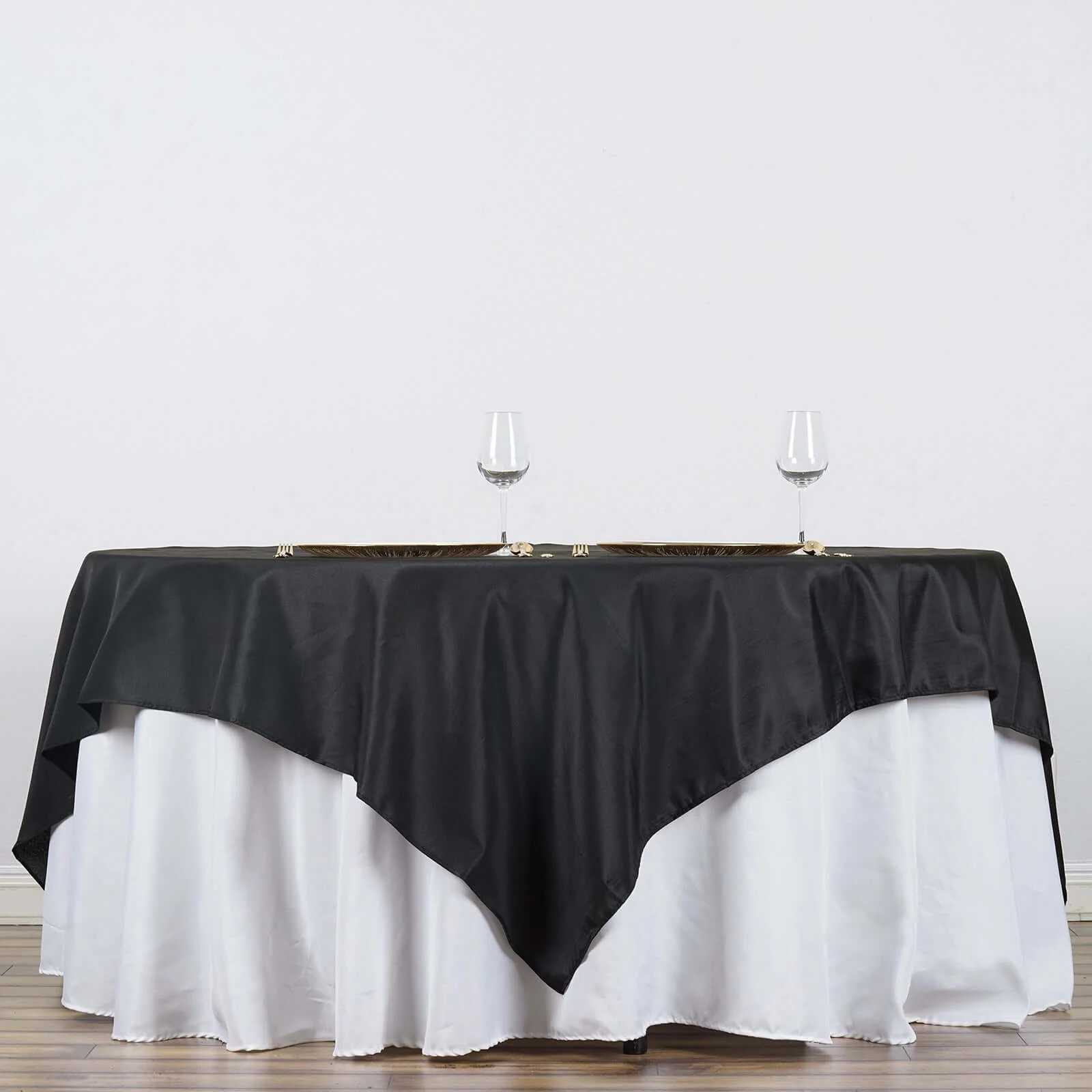 Polyester Square Table Overlay 90"x90" Black - Wrinkle-Resistant and Durable Table Topper for Weddings & Special Occasions - Image 3