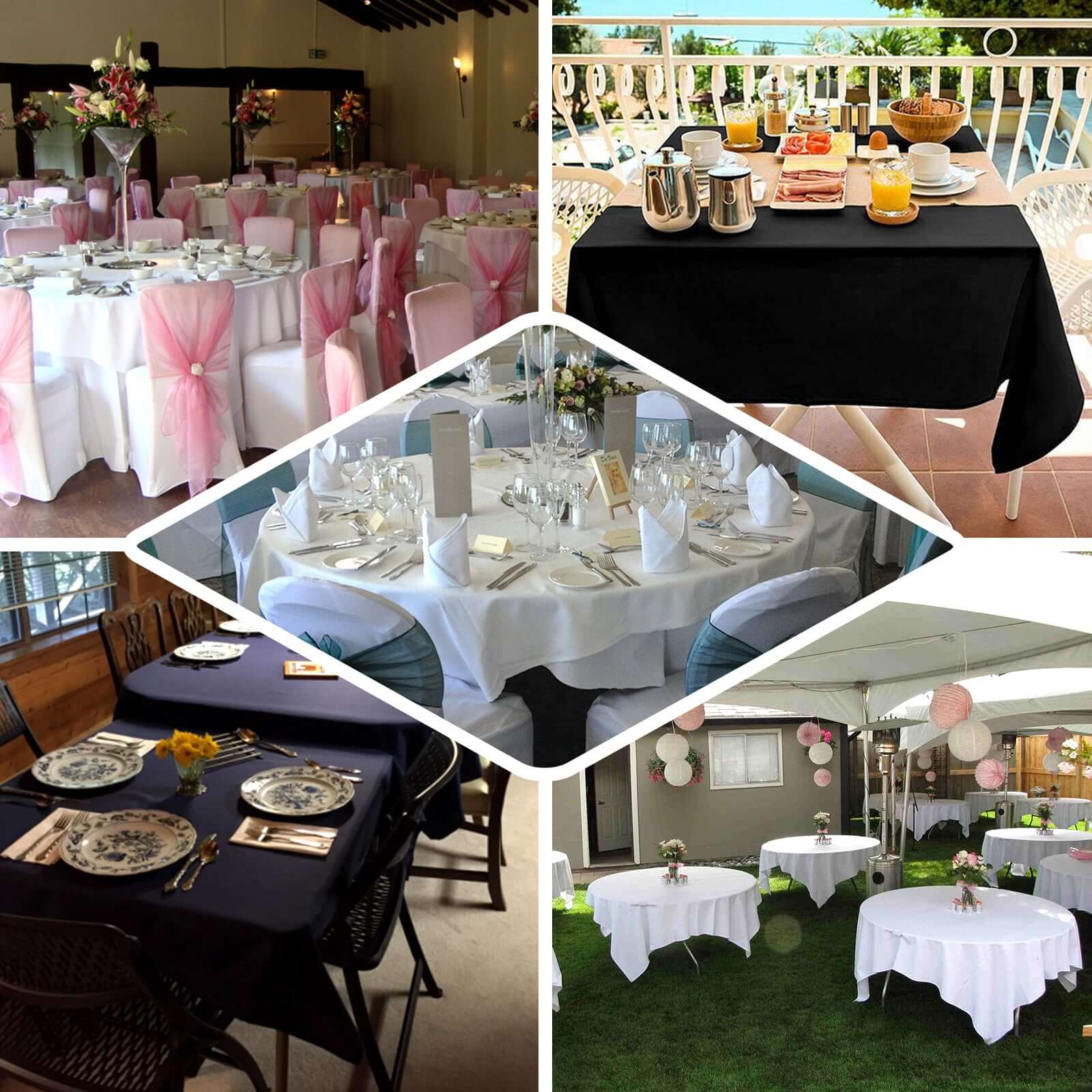 Polyester Square Table Overlay 90"x90" Black - Wrinkle-Resistant and Durable Table Topper for Weddings & Special Occasions - Image 5