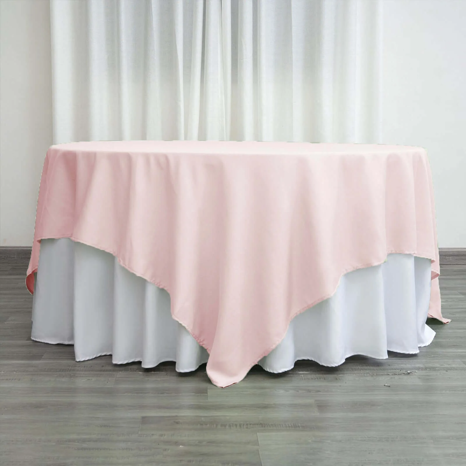 Polyester Square Table Overlay 90"x90" Blush - Wrinkle-Resistant & Durable Table Topper - Image 3