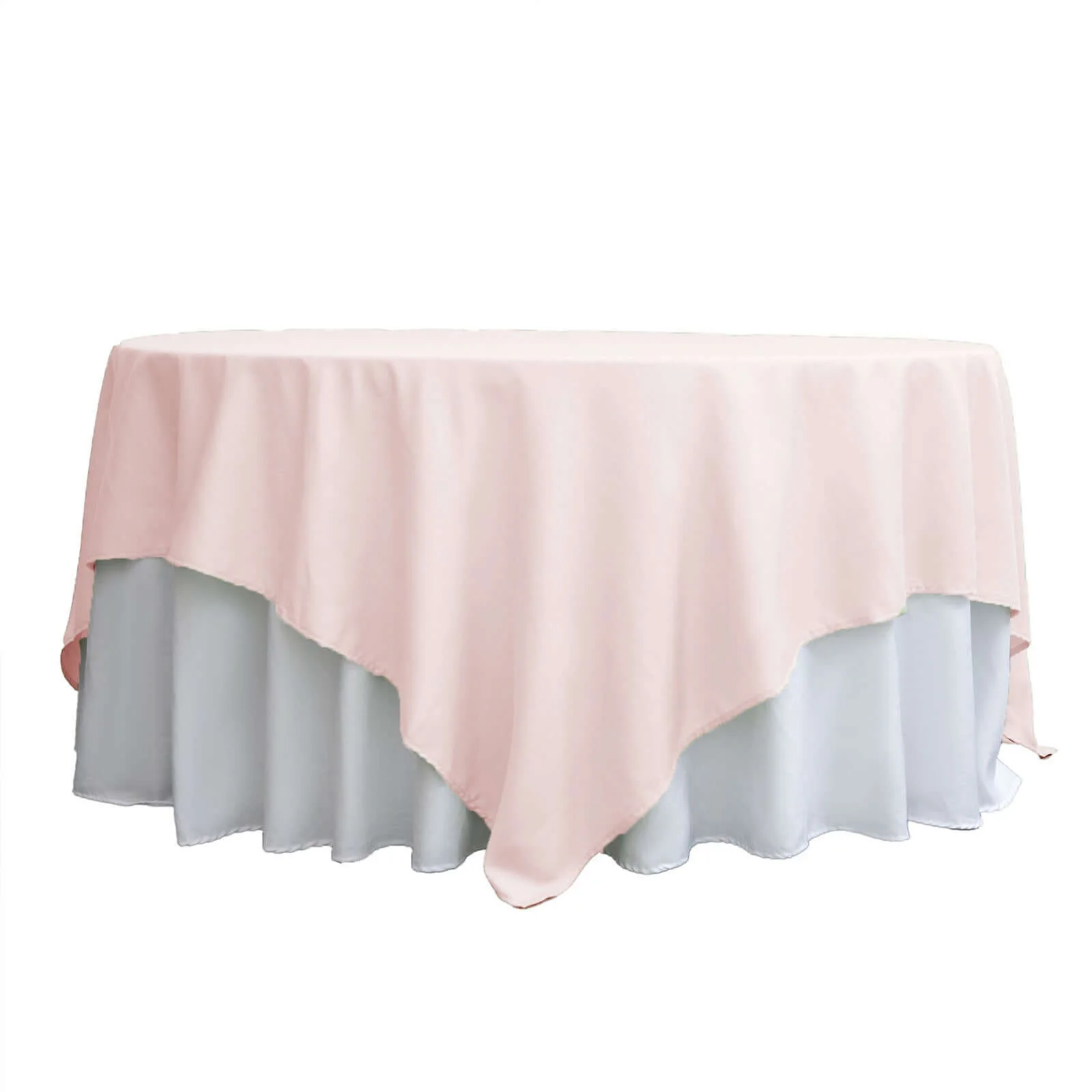 Polyester Square Table Overlay 90"x90" Blush - Wrinkle-Resistant & Durable Table Topper - Image 7