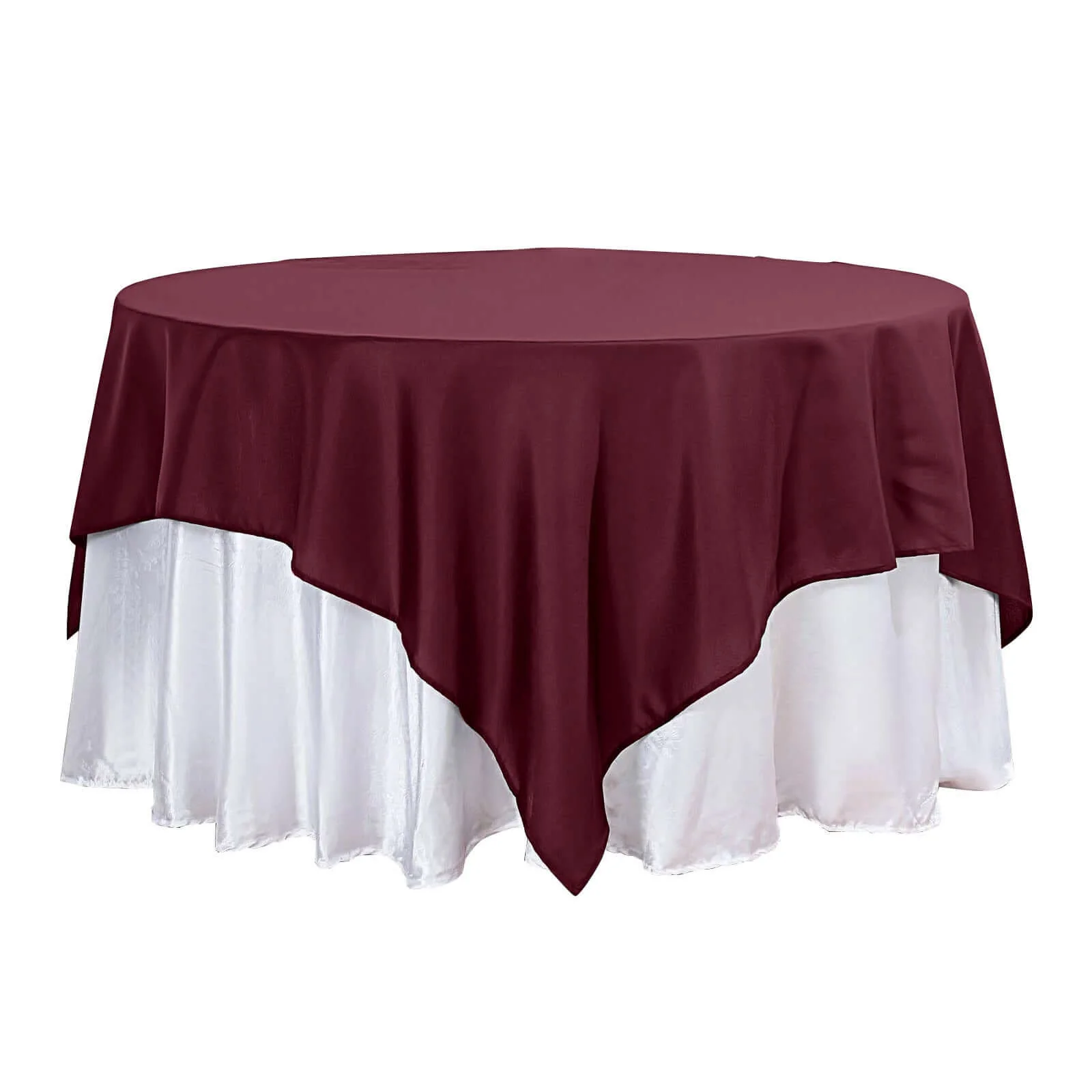 Polyester Square Table Overlay 90"x90" Burgundy - Wrinkle-Resistant & Durable Table Topper - Image 7
