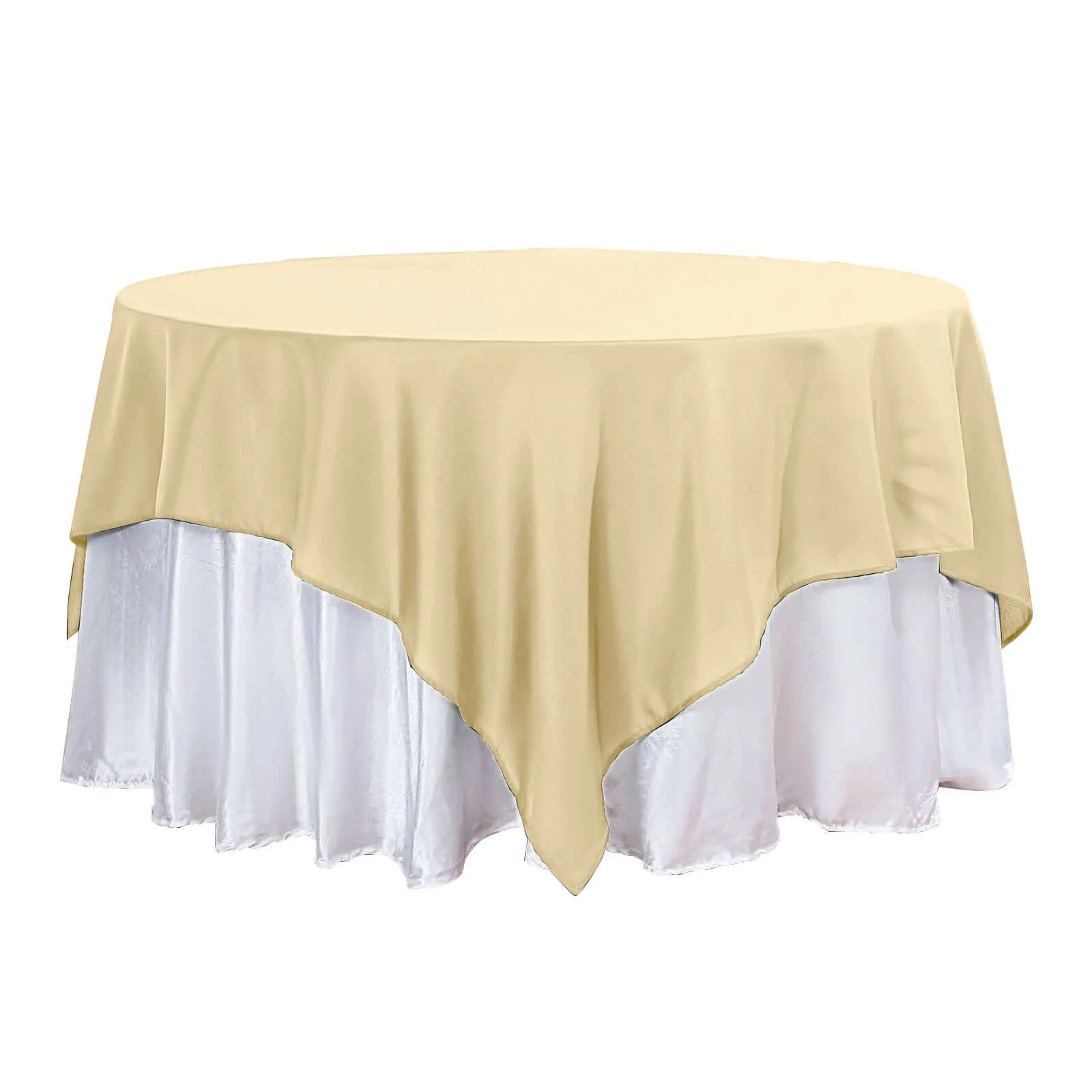 Polyester Square Table Overlay 90"x90" Champagne - Wrinkle-Resistant & Durable Table Topper - Image 7