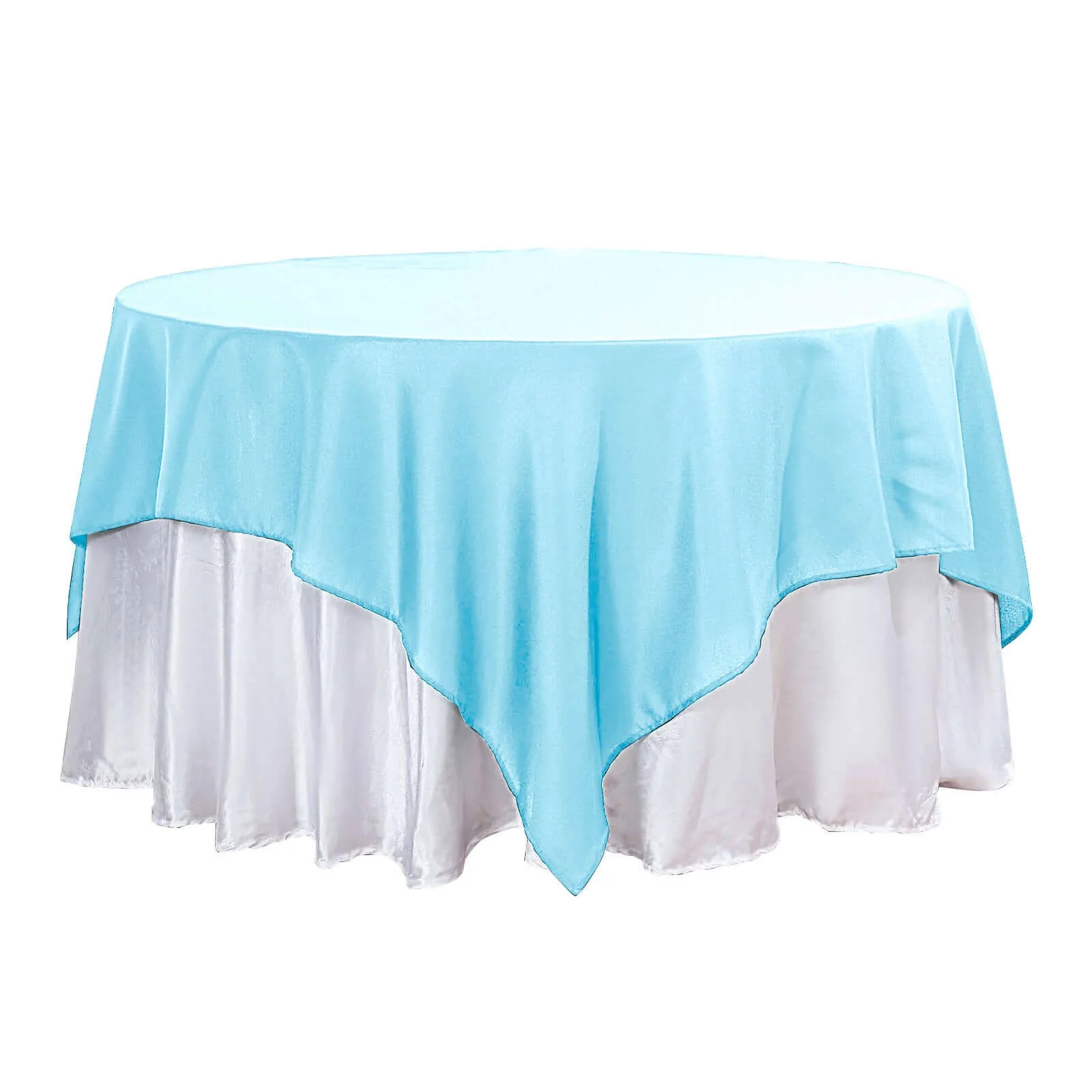 Polyester Square Table Overlay 90"x90" Light Blue - Wrinkle-Resistant & Durable Table Topper - Image 5