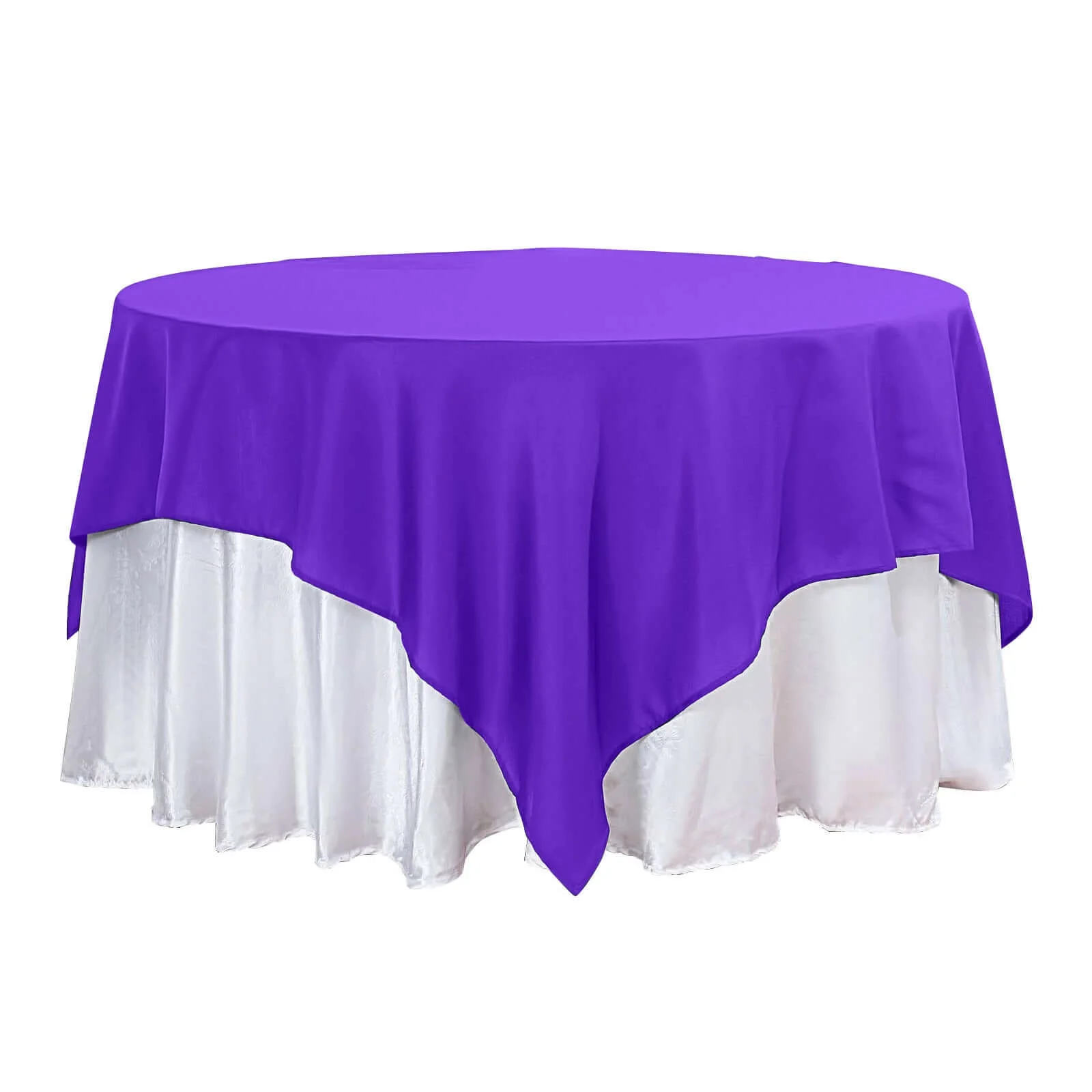 Polyester Square Table Overlay 90"x90" Purple - Wrinkle-Resistant & Durable Table Topper - Image 7