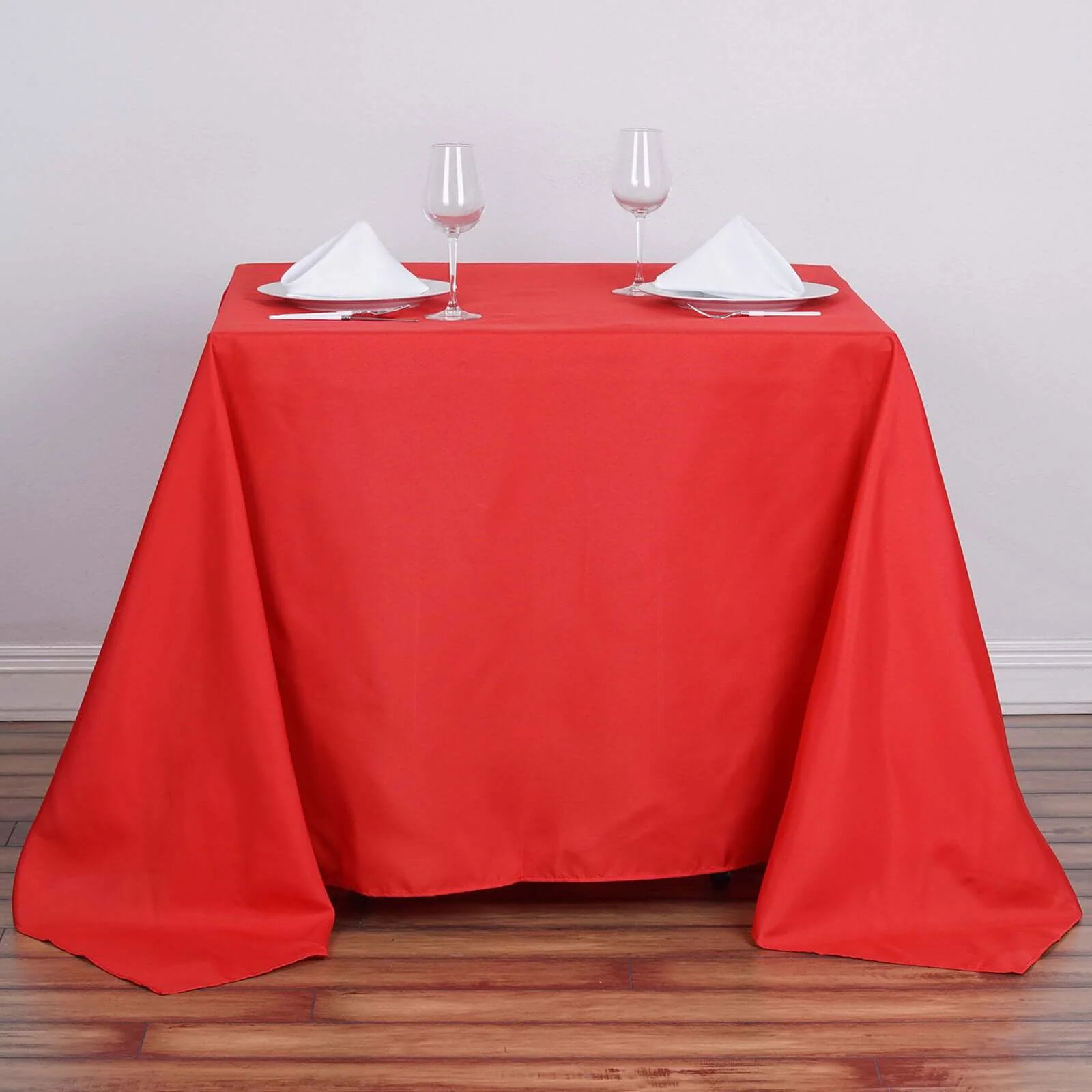 Polyester Square Table Overlay 90"x90" Red - Wrinkle-Resistant & Durable Table Topper - Image 2