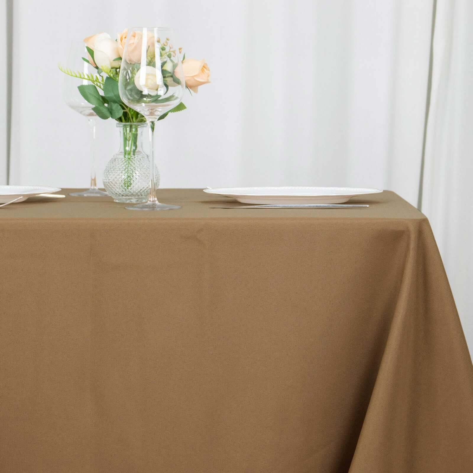 Polyester Square Table Overlay 90"x90" Taupe - Wrinkle-Resistant & Durable Table Topper - Image 2