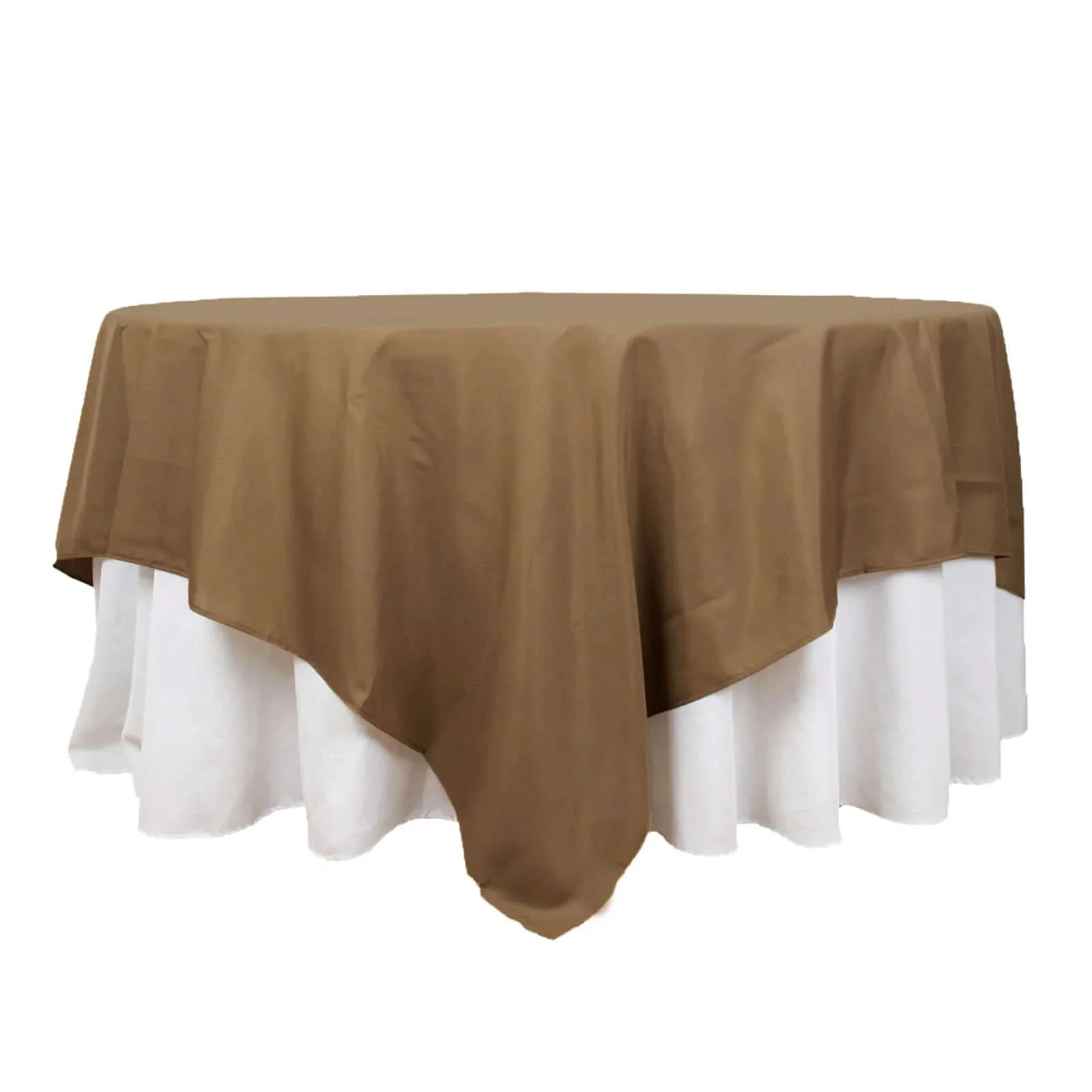 Polyester Square Table Overlay 90"x90" Taupe - Wrinkle-Resistant & Durable Table Topper - Image 7